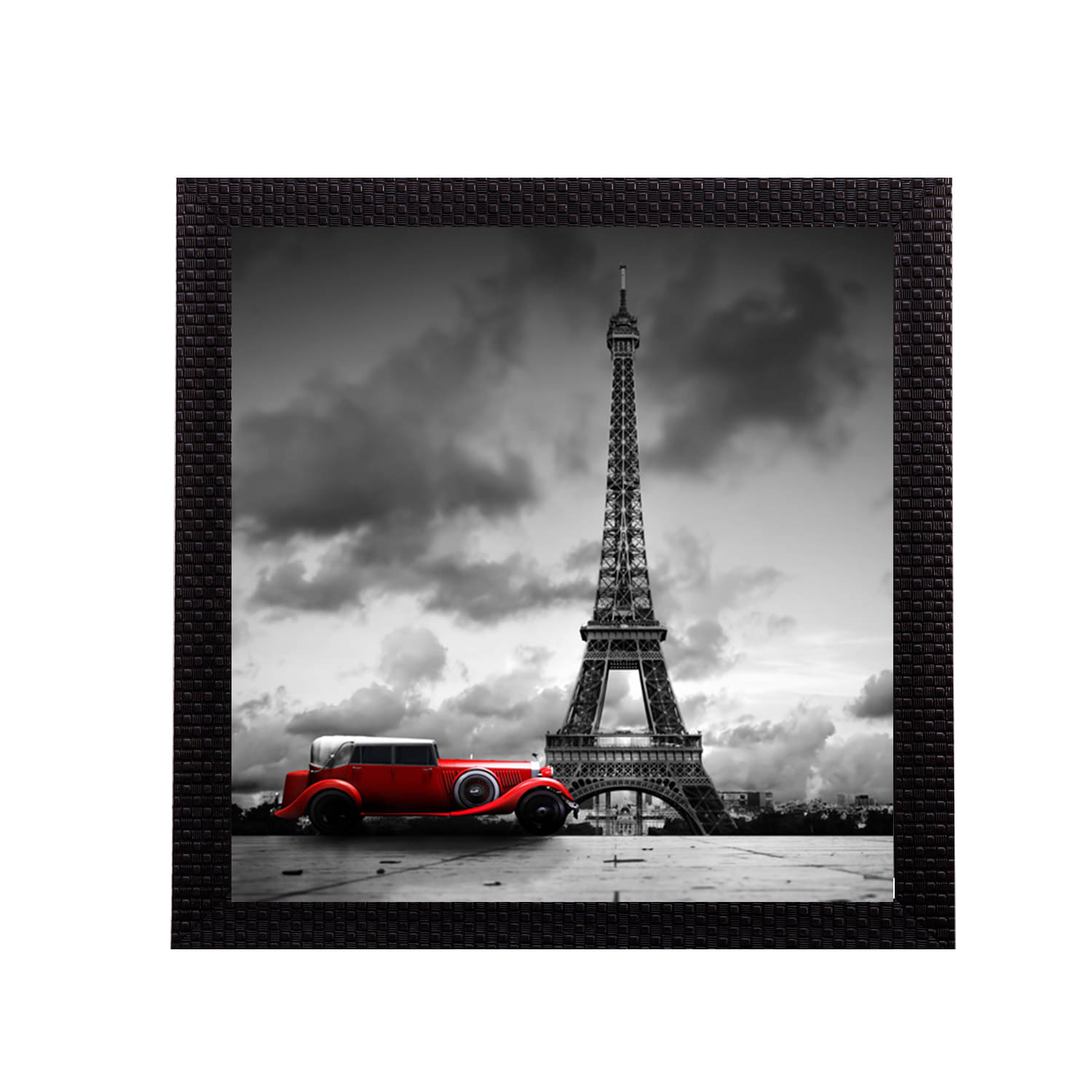     			eCraftIndia White & Black Effiel Tower Design Satin Matt Texture UV Art Wall Painting