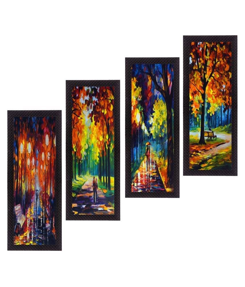     			eCraftIndia Set of 4 Orange & Green Loving Couple Moments Satin Matt Texture UV Wall Art