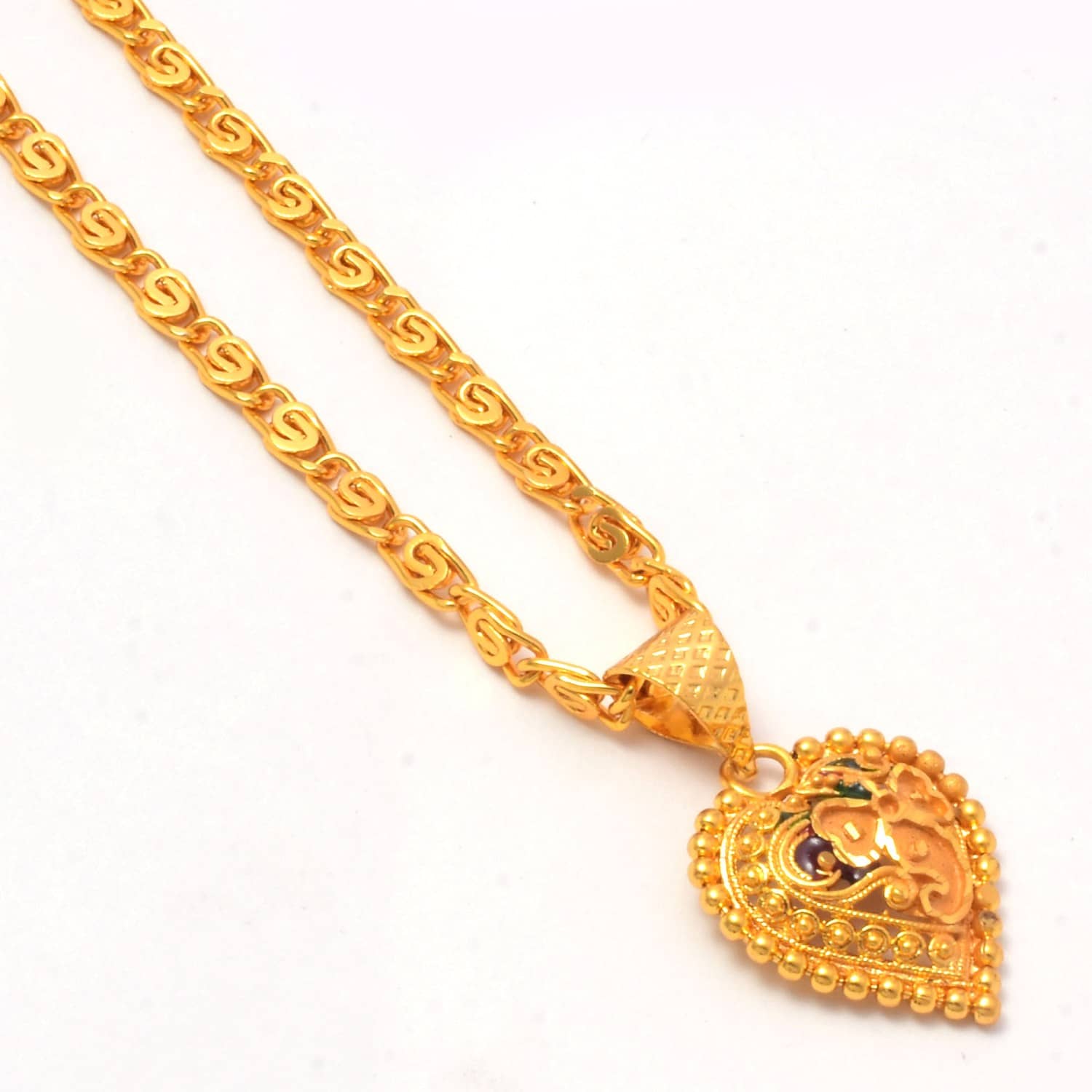 Jewar Mandi New Design Gold Plated Locket/Pendant with Link Chain Daily use for Men, Women & Girls, Boys