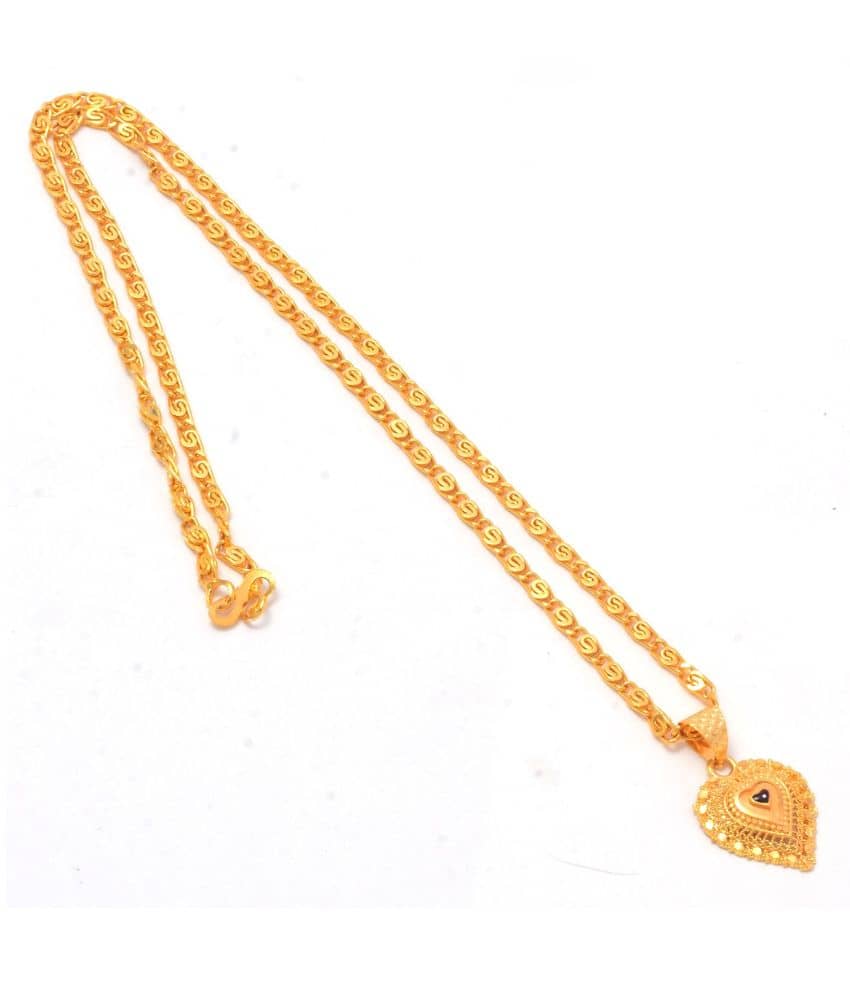 Jewar Mandi New Design Gold Plated Locket/Pendant with Link Chain Daily use for Men, Women & Girls, Boys