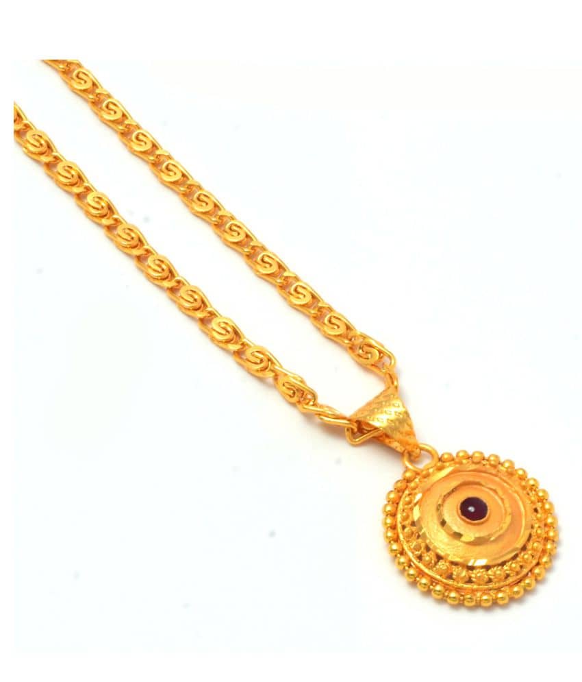 Jewar Mandi New Design Gold Plated Locket/Pendant with Link Chain Daily use for Men, Women & Girls, Boys