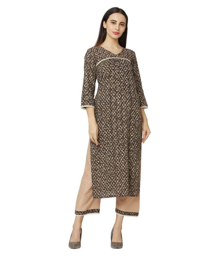     			SAANJH Cotton Kurti With Pants - Stitched Suit