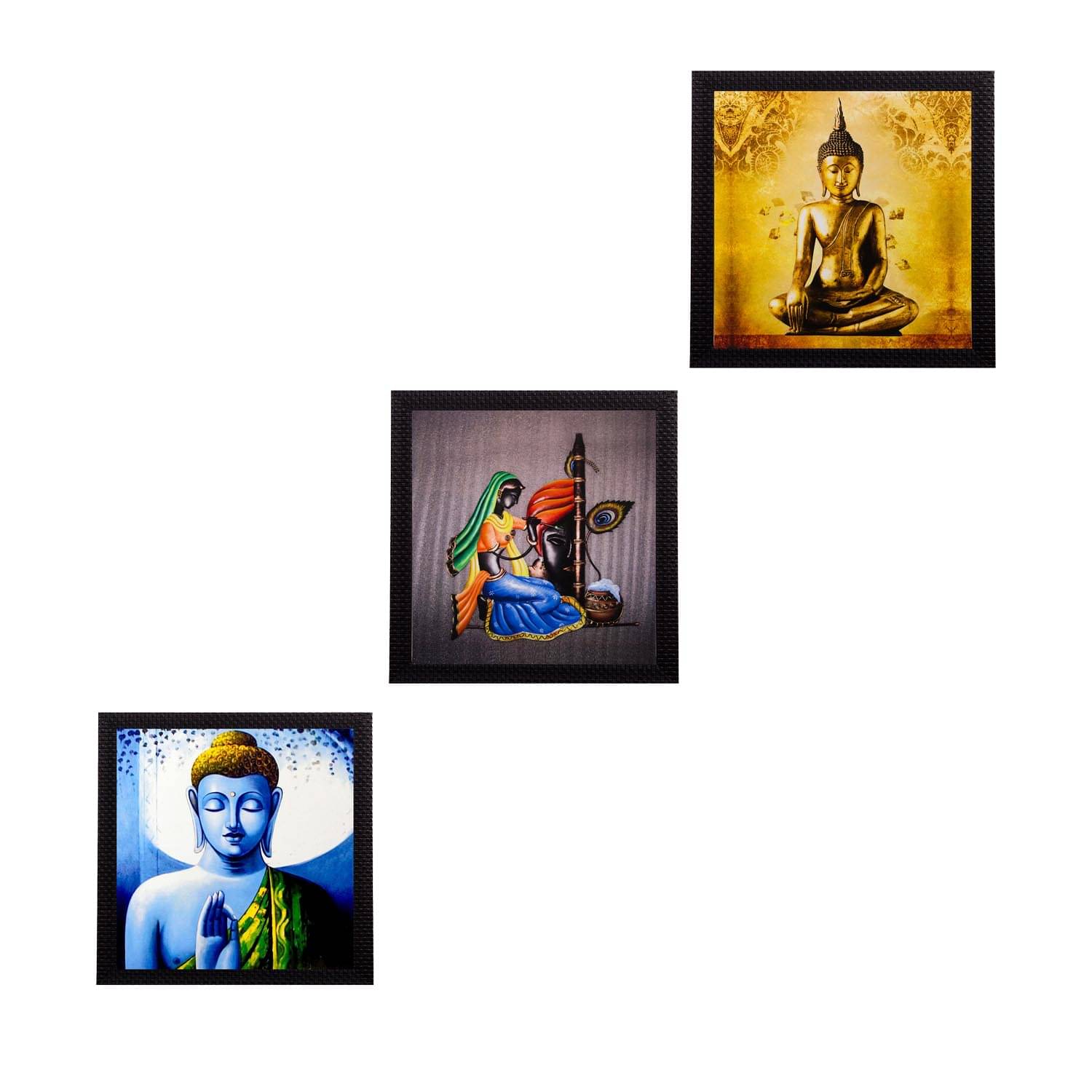     			eCraftIndia Set of 3 Lord Buddha Paper Painting
