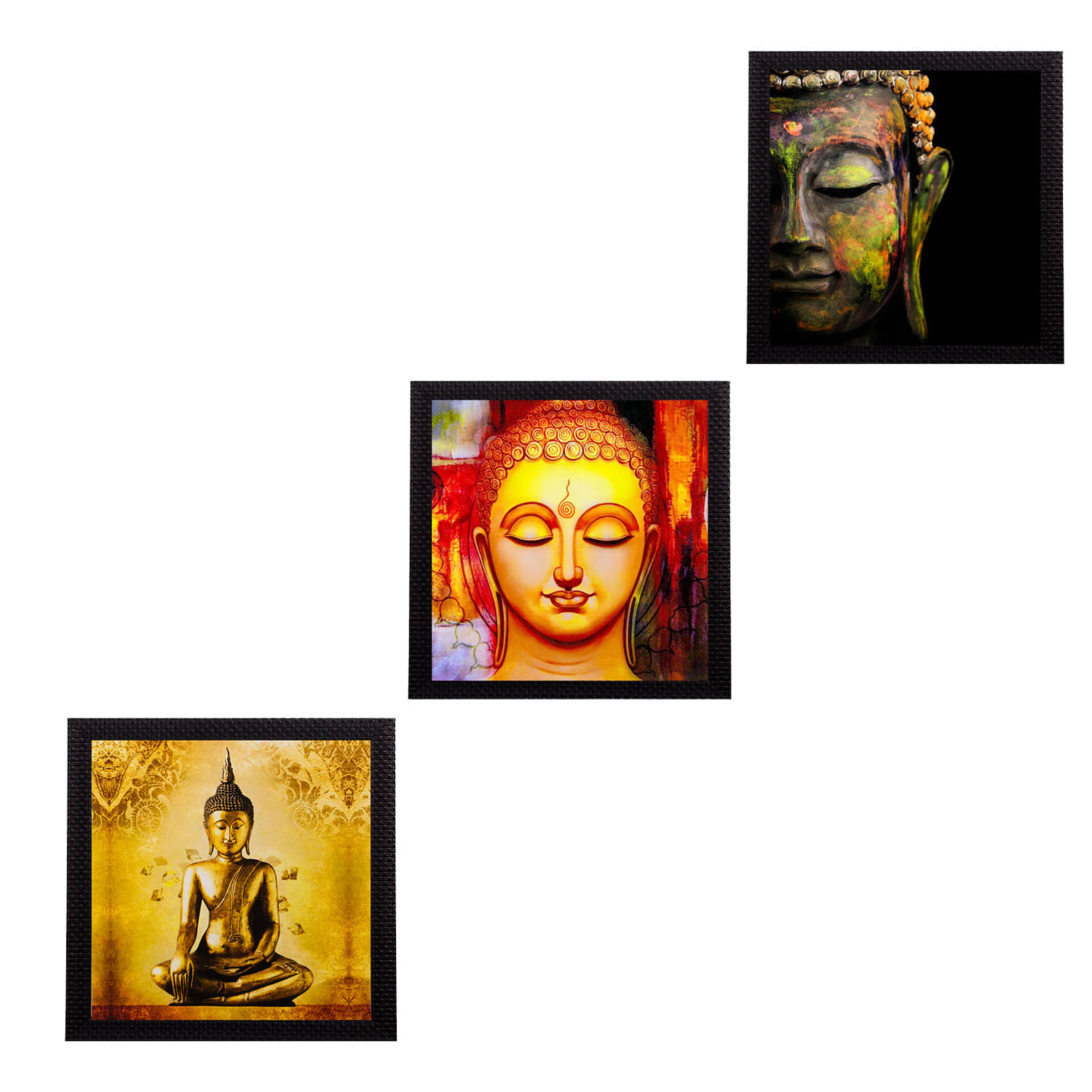     			eCraftIndia Set of 3 Lord Buddha Paper Painting