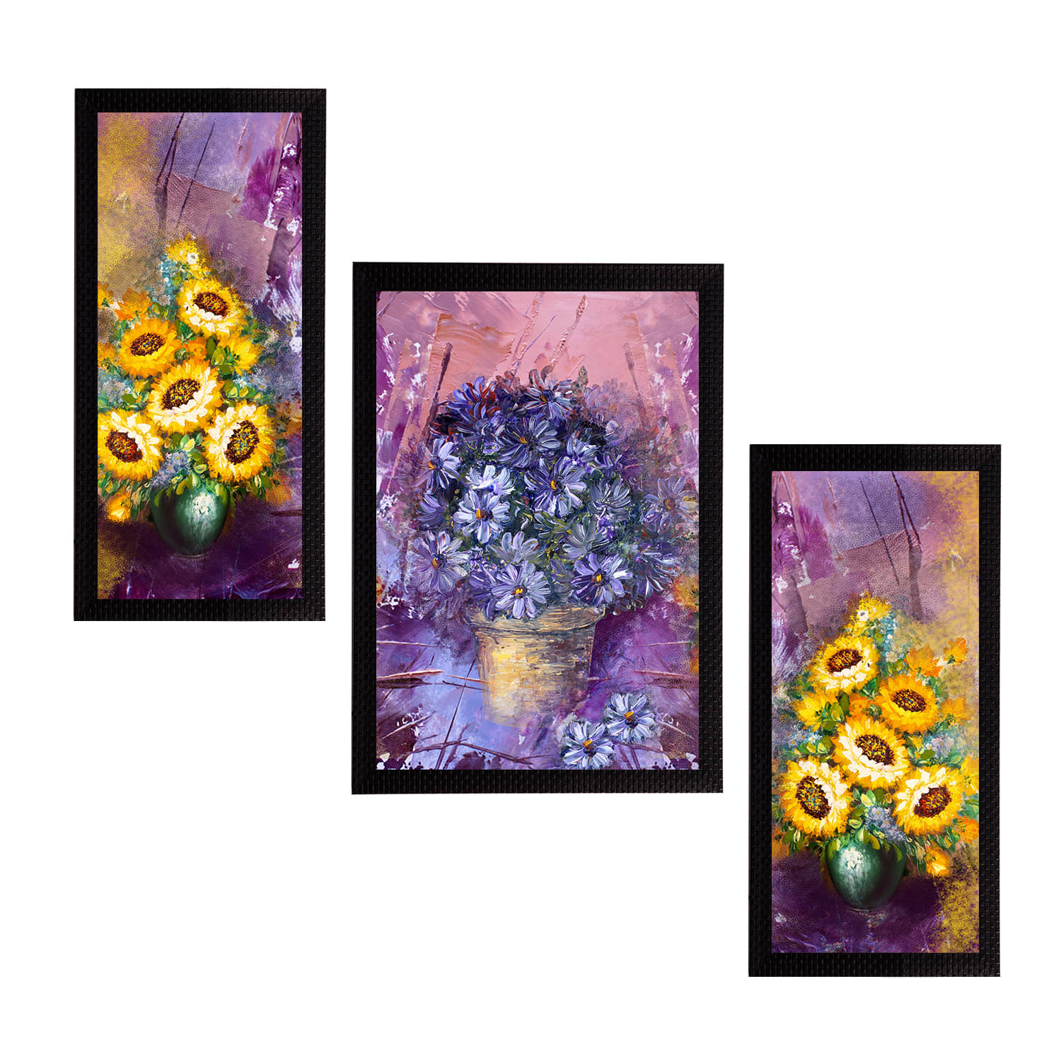 eCraftIndia Set of 3 Blue & Purple Botanical & Floral Satin Matt Textured UV Wall Paintings eCraftIndia Set of 3 Blue & Purple Botanical & Floral Satin Matt Textured UV Wall Paintings