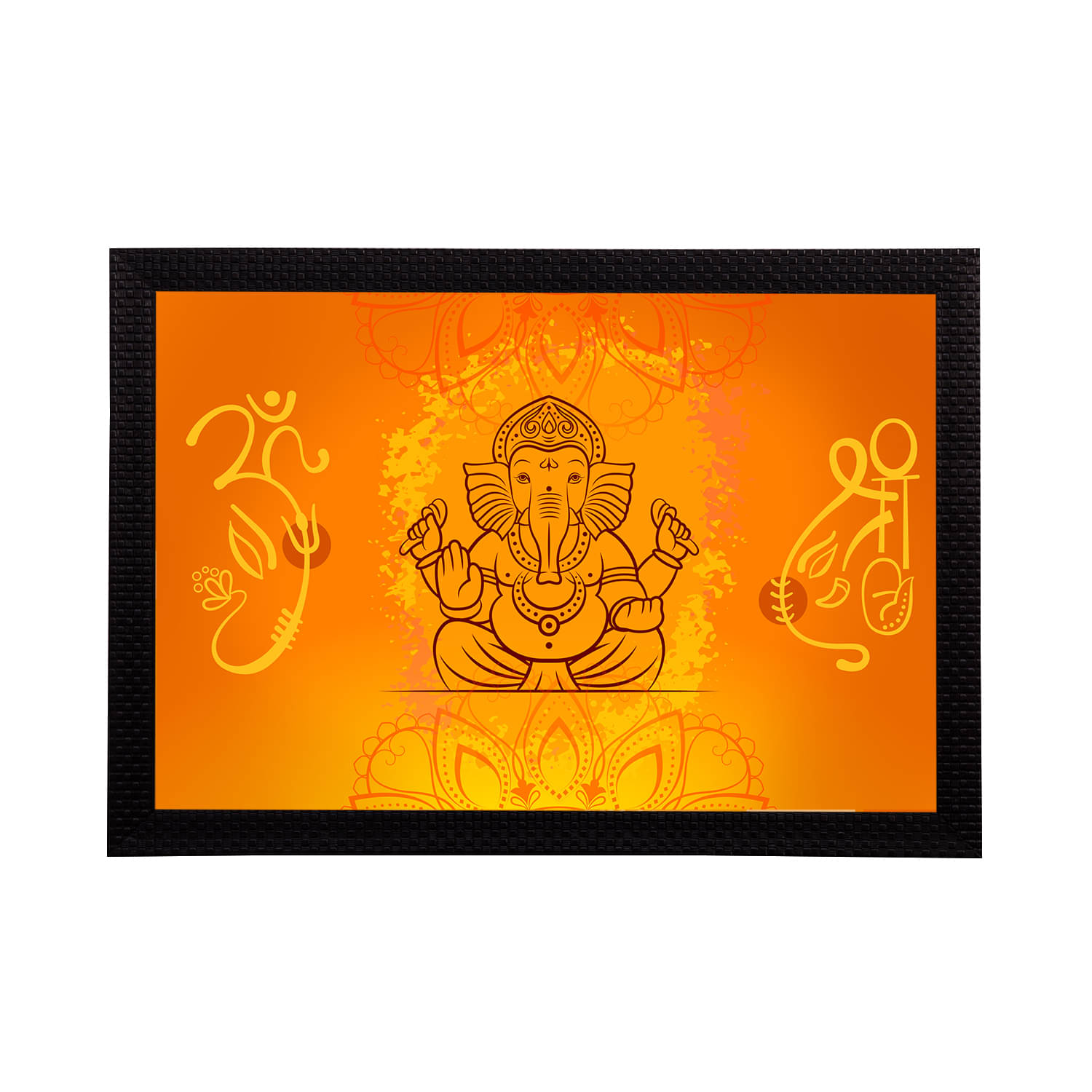eCraftIndia Orange & Yellow Lord Ganesha Satin Matt Texture Framed UV Wall Art Painting eCraftIndia Orange & Yellow Lord Ganesha Satin Matt Texture Framed UV Wall Art Painting