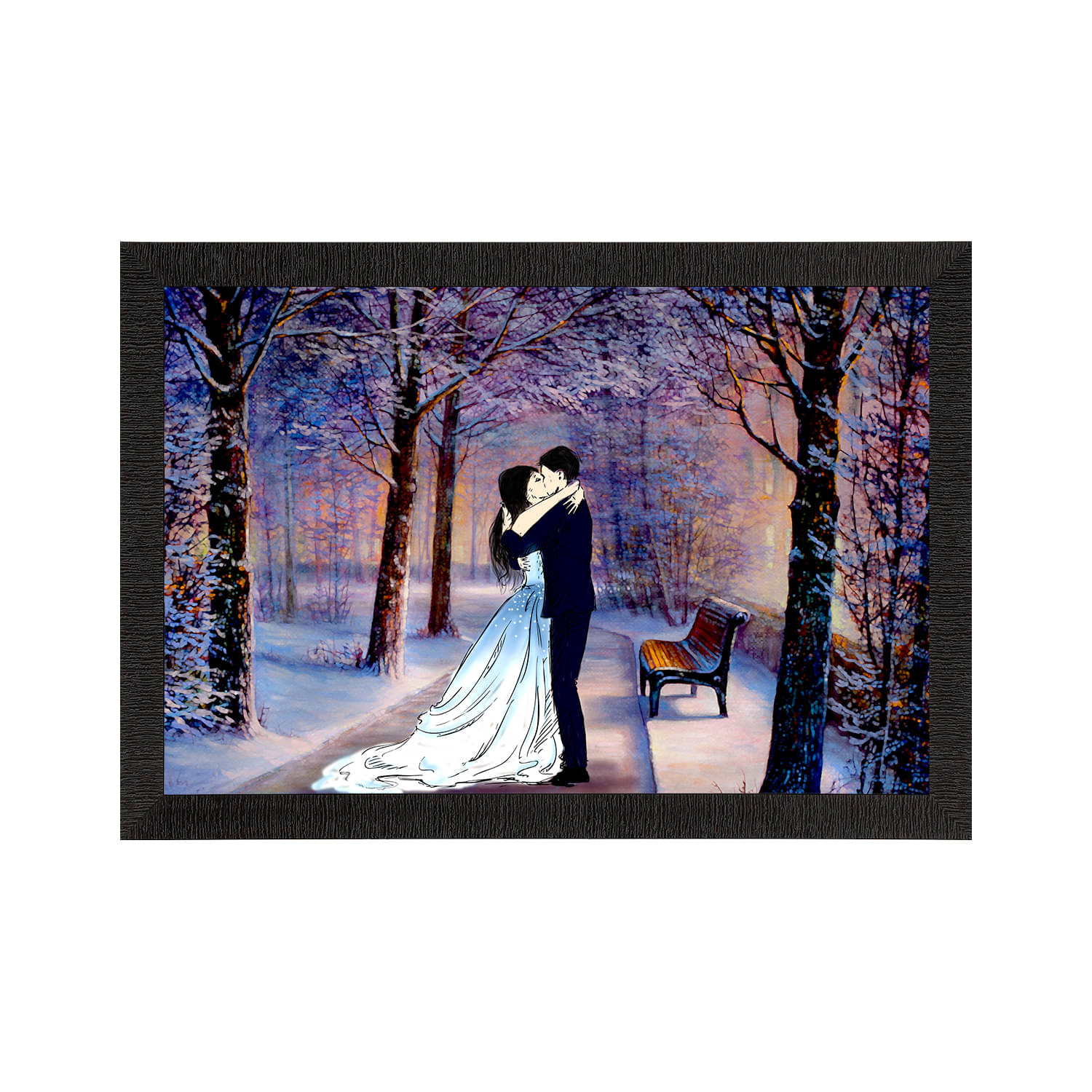 eCraftIndia Blue & White Kissing Romantic Couple Artistic Valentine Matt Texture Painting eCraftIndia Blue & White Kissing Romantic Couple Artistic Valentine Matt Texture Painting