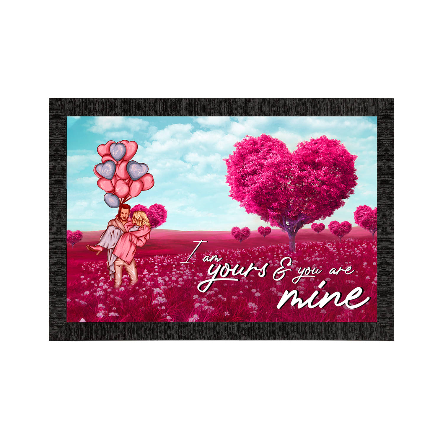     			eCraftIndia Pink & Blue Valentine Theme Satin Matte Texture UV Wall Painting