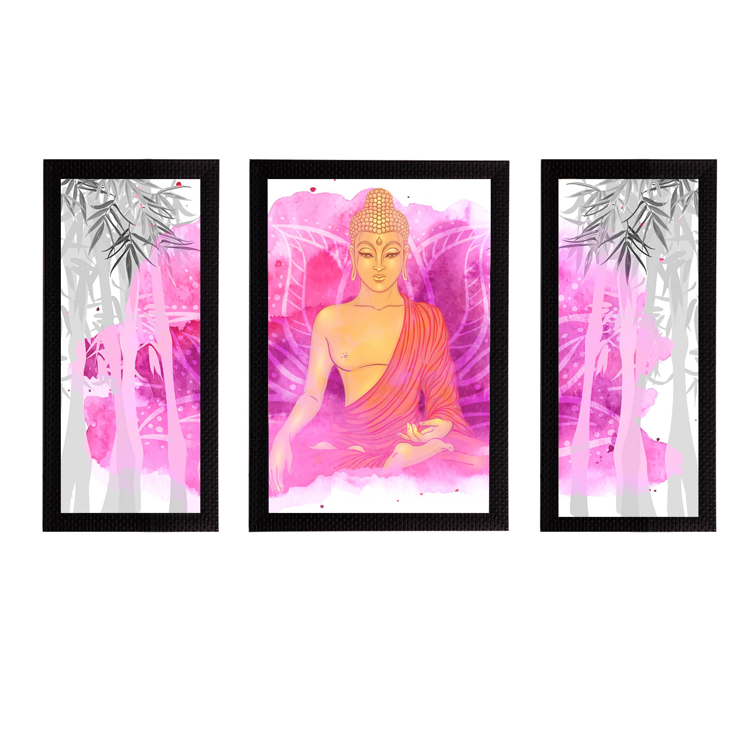eCraftIndia Set of 3 Multicoloured Meditating Lord Buddha Satin Matt Texture UV Wall Arts eCraftIndia Set of 3 Multicoloured Meditating Lord Buddha Satin Matt Texture UV Wall Arts