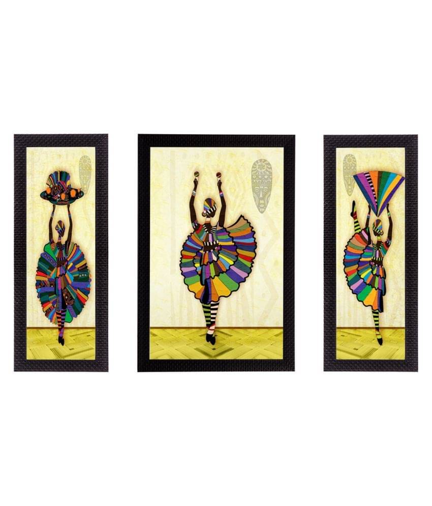 eCraftIndia Set of 3 Multicoloured Dancing Lady UV Wall Art eCraftIndia Set of 3 Multicoloured Dancing Lady UV Wall Art