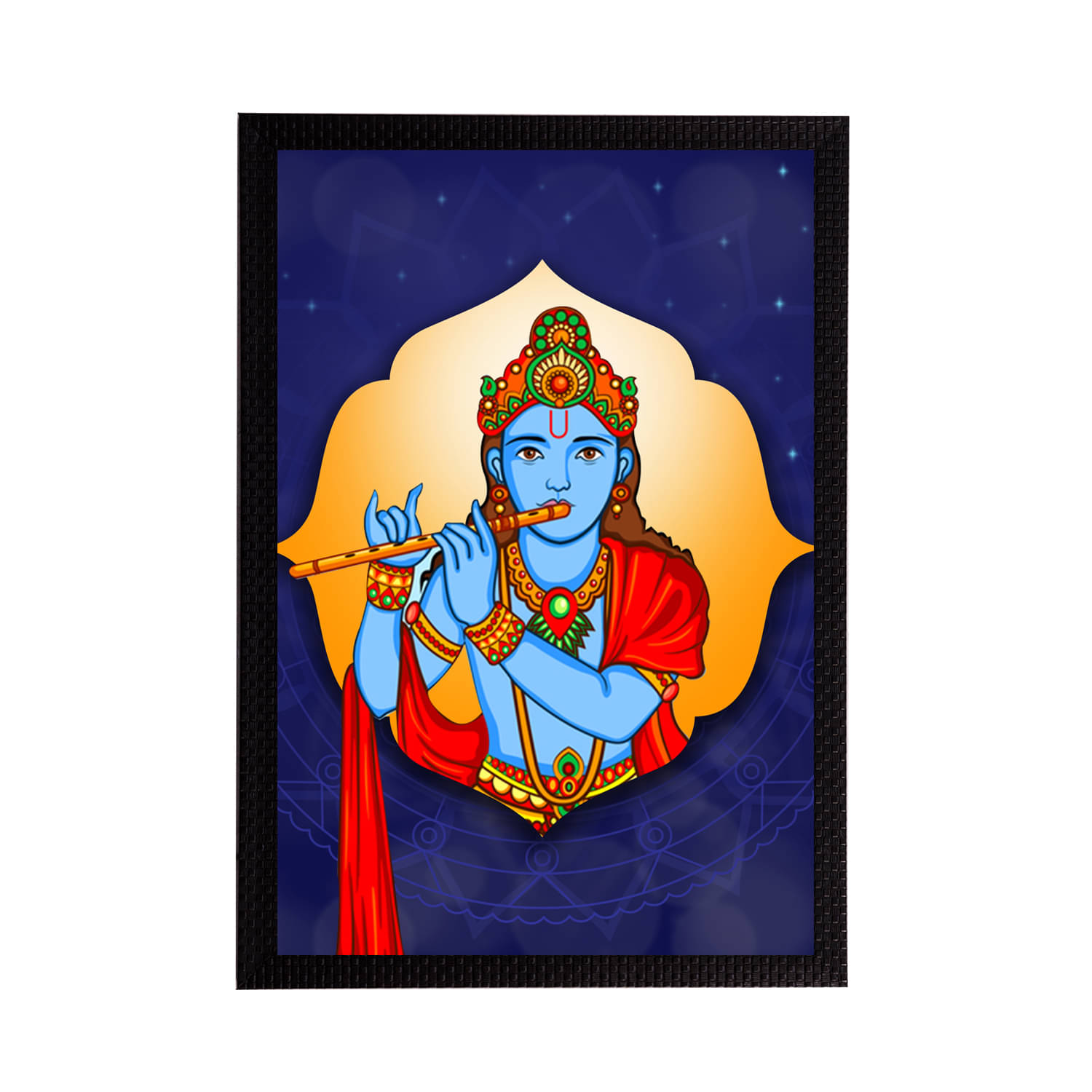 eCraftIndia Blue & Orange Lord Krishna Satin Matt Texture UV Art Painting eCraftIndia Blue & Orange Lord Krishna Satin Matt Texture UV Art Painting