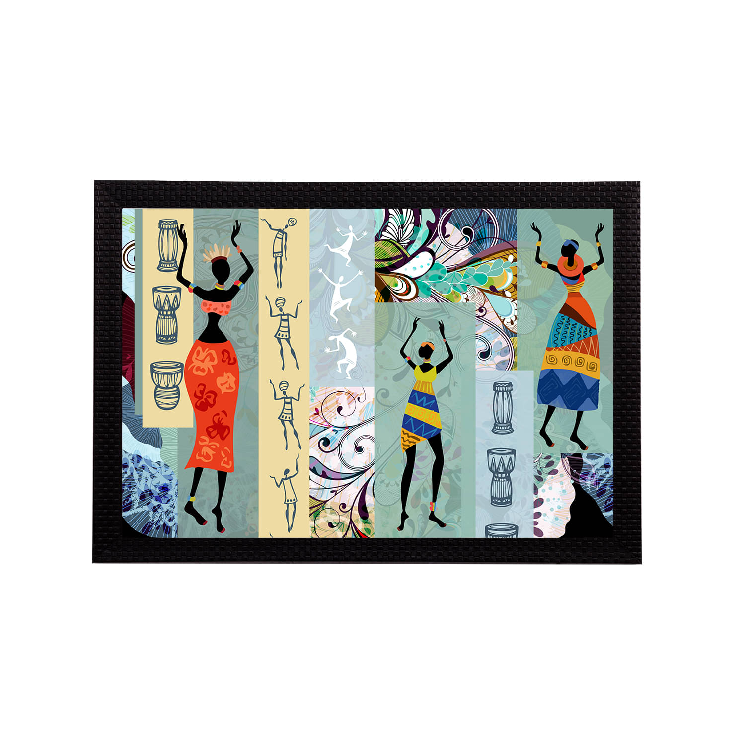 eCraftIndia Sea Green & Blue Tribal Theme Satin Matt Textured UV Wall Art     			eCraftIndia Sea Green & Blue Tribal Theme Satin Matt Textured UV Wall Art