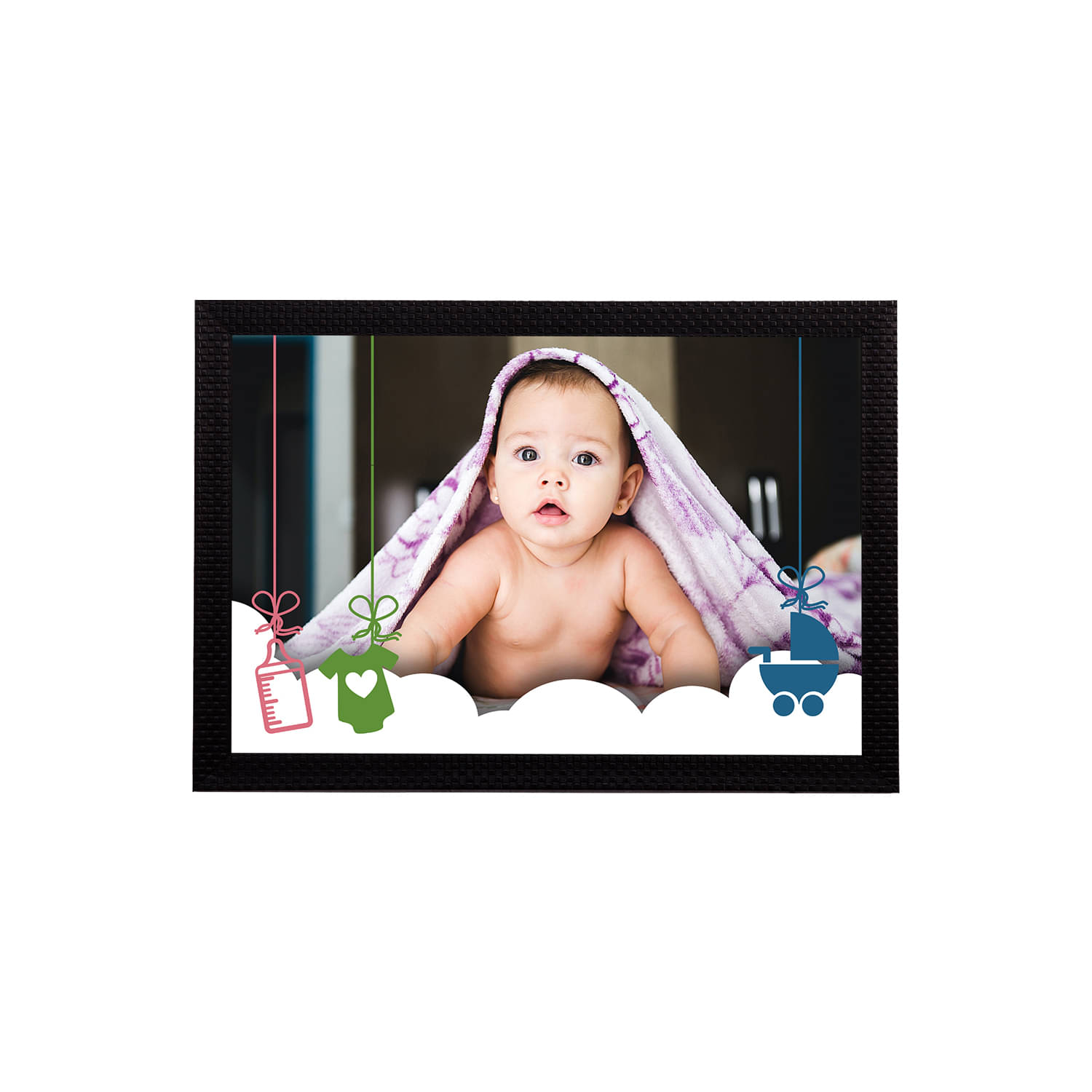 eCraftIndia Cream-coloured & Purple Cute Baby Satin Matt Texture Framed UV Wall Art Painting eCraftIndia Cream-coloured & Purple Cute Baby Satin Matt Texture Framed UV Wall Art Painting
