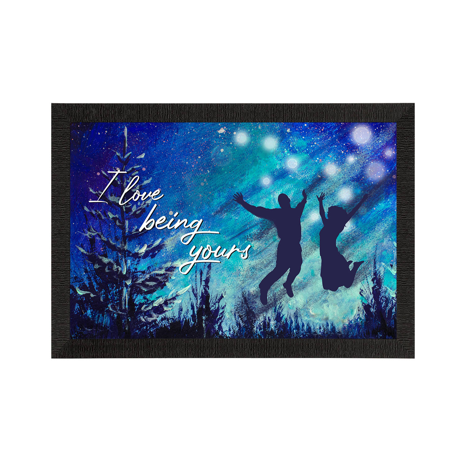    			eCraftIndia Blue & Sea Green Love Theme Quote Satin Matte Texture UV Wall Painting