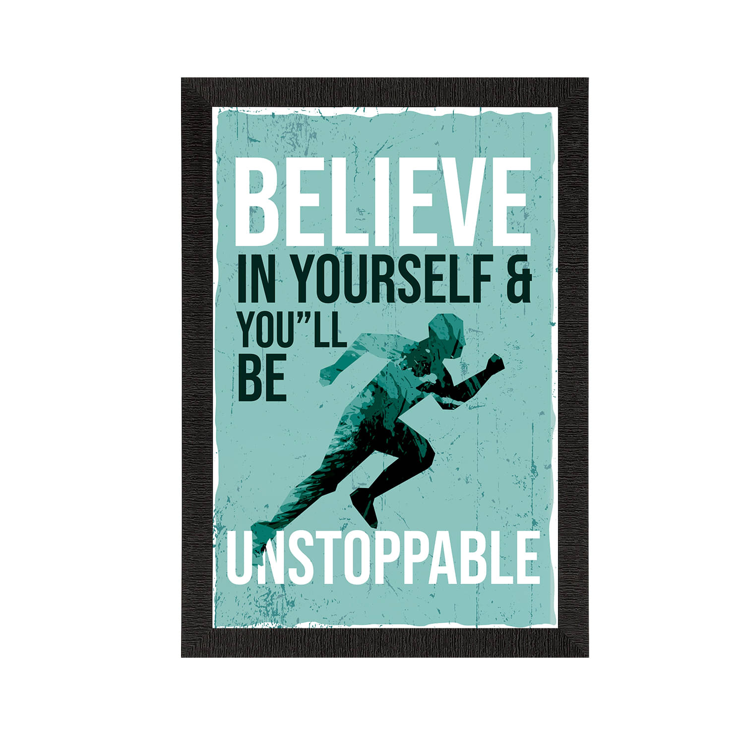     			eCraftIndia Blue & Black BELIEVE In Yourself & You'll Be UNSTOPPABLE Satin Matt Texture UV Art Painting
