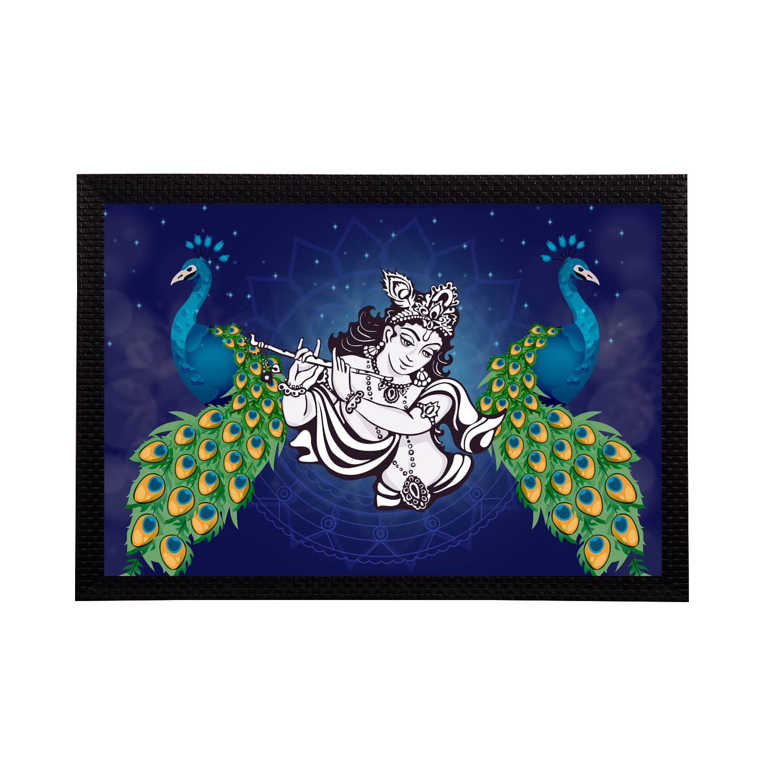 eCraftIndia Blue & Green Lord Krishna Satin Matt Texture Framed UV Wall Art Painting eCraftIndia Blue & Green Lord Krishna Satin Matt Texture Framed UV Wall Art Painting