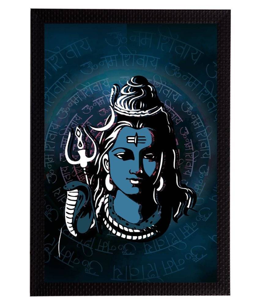     			eCraftIndia Blue & White Lord Shiva Satin Matt Textured UV Wall Art