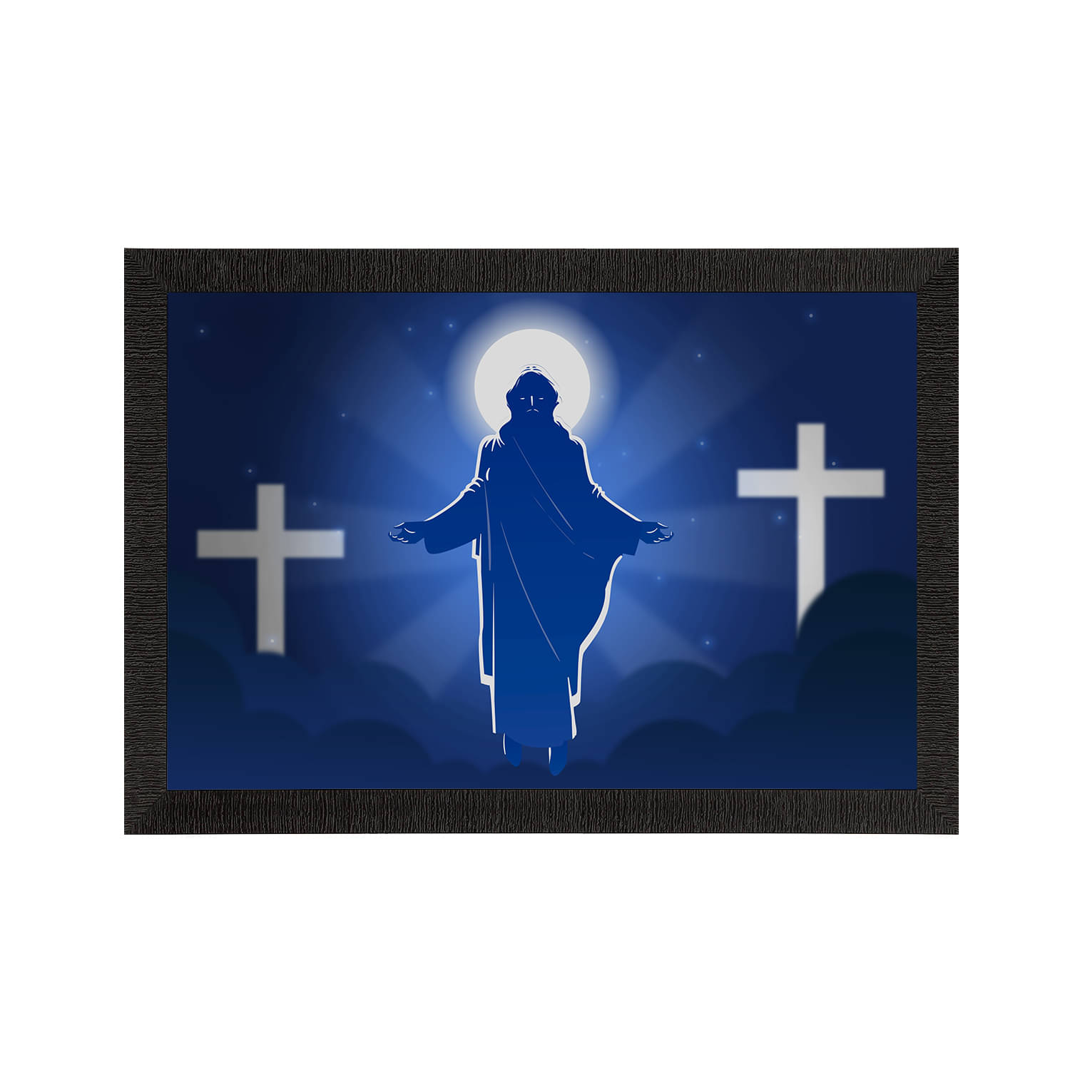     			eCraftIndia Blue & White Jesus Christ Satin Matte Texture UV Wall Painting