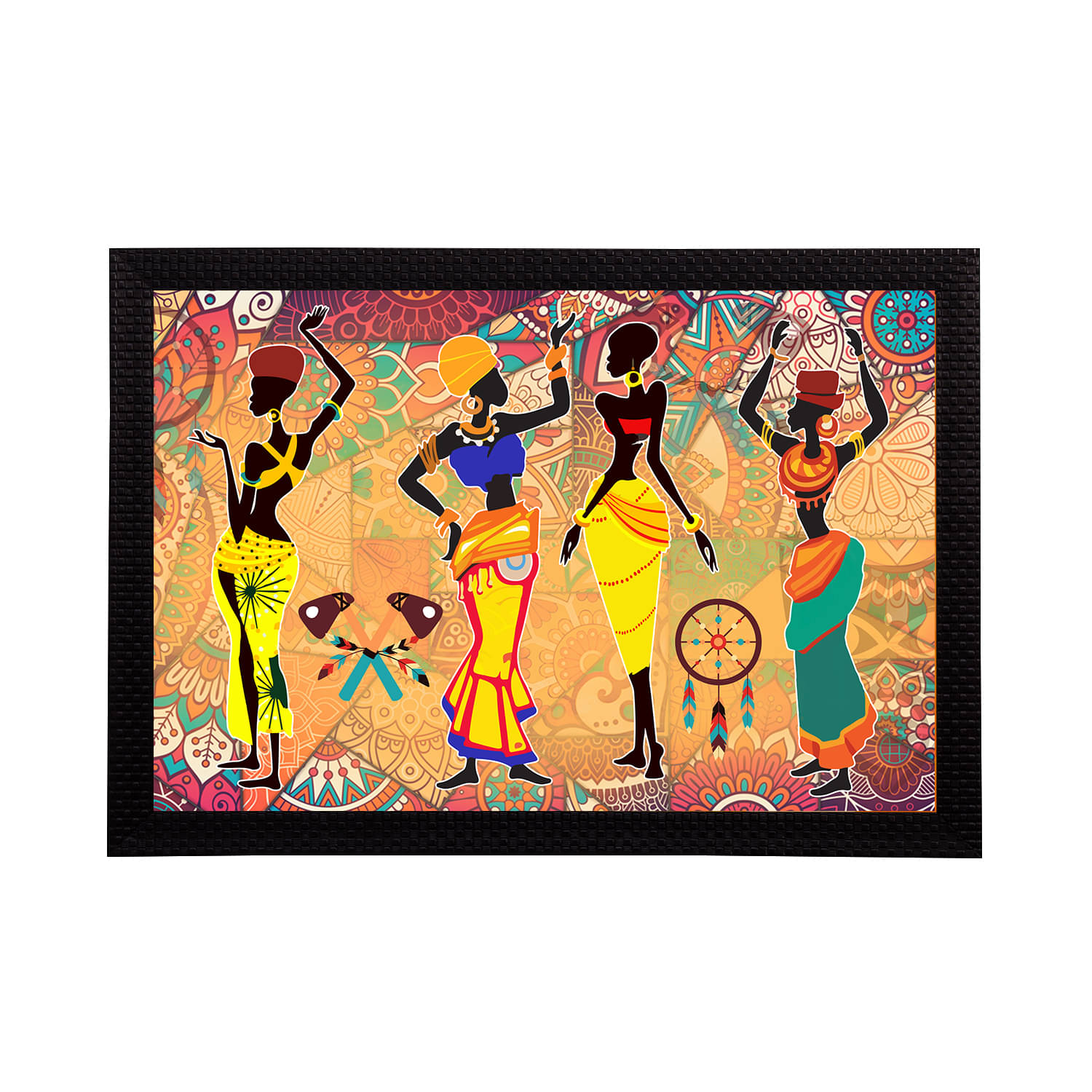 eCraftIndia Beige & Yellow Tribal Theme Satin Matt Textured UV Wall Art eCraftIndia Beige & Yellow Tribal Theme Satin Matt Textured UV Wall Art