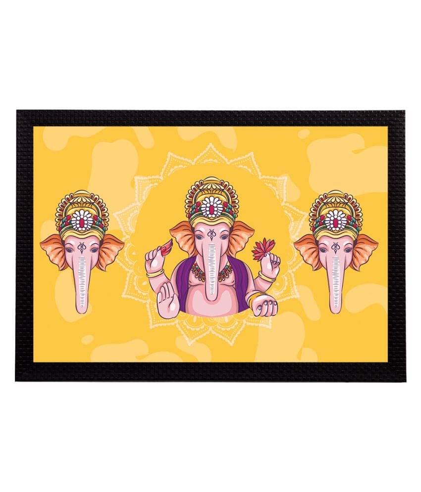     			eCraftIndia Yellow & Pink Lord Ganesha Satin Matt Texture UV Art Painting