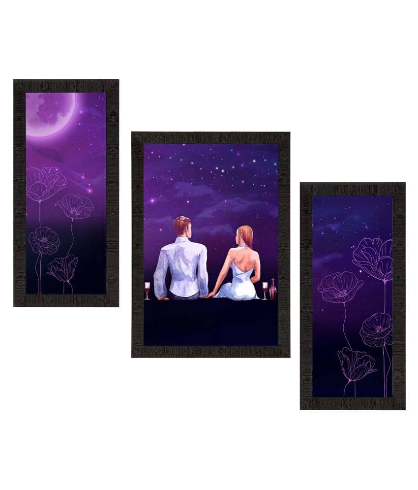 eCraftIndia Set of 3 Loving Couple Sitting Under Moon Light Satin Matt Texture UV Art Paintings eCraftIndia Set of 3 Loving Couple Sitting Under Moon Light Satin Matt Texture UV Art Paintings