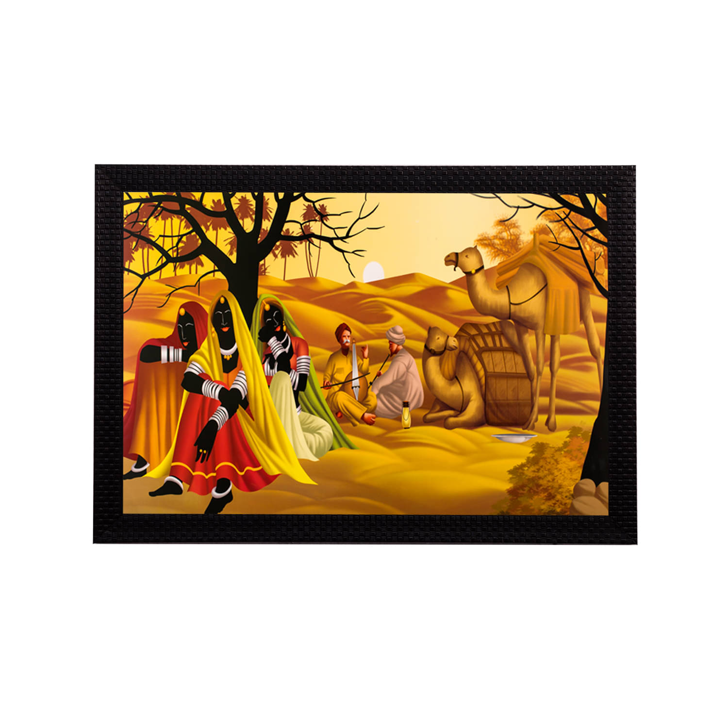     			eCraftIndia Set of 5 Multicoloured Village View UV Wall Art