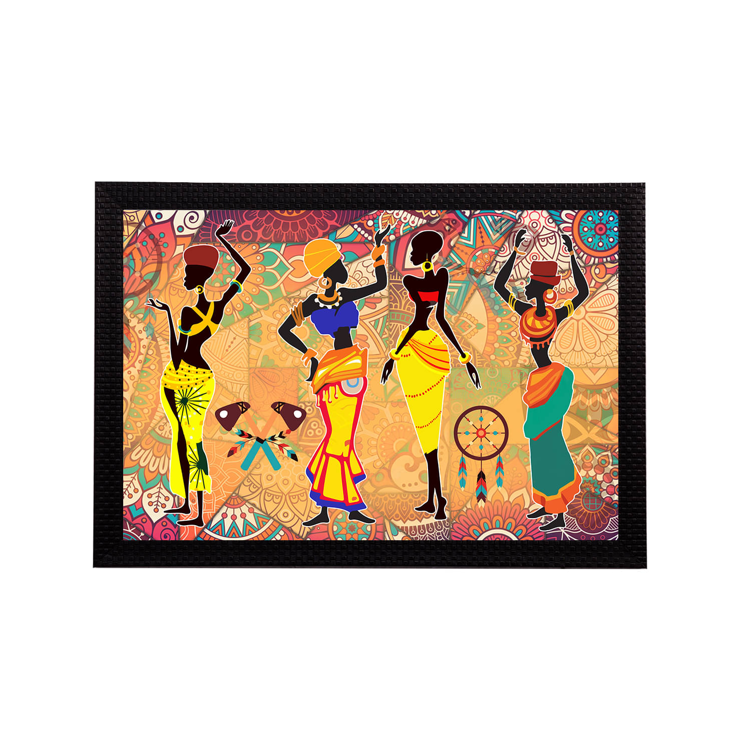 eCraftIndia Blue & Yellow Tribal Theme Satin Matt Texture UV Art Painting eCraftIndia Blue & Yellow Tribal Theme Satin Matt Texture UV Art Painting
