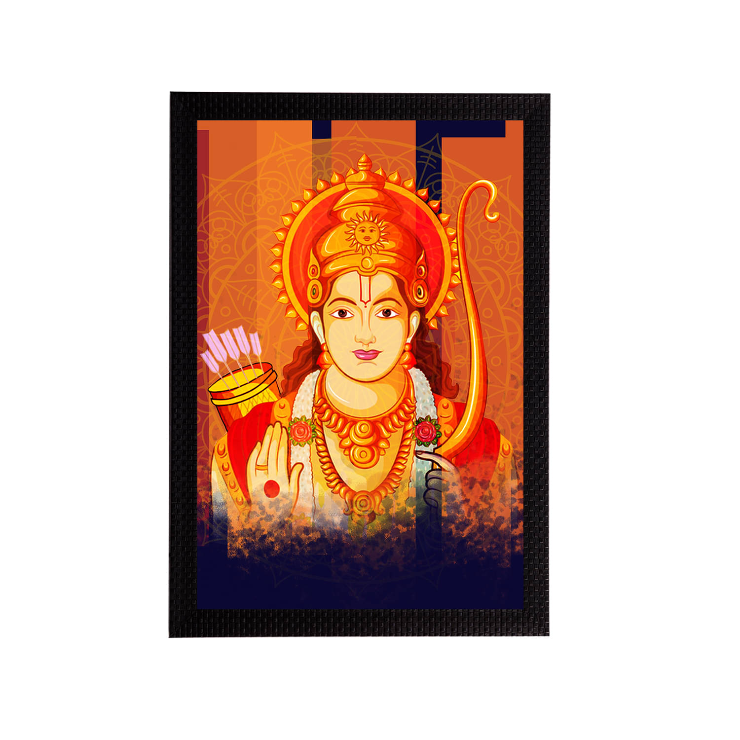     			eCraftIndia Orange & Beige Lord Ram Satin Matt Textured UV Wall Painting