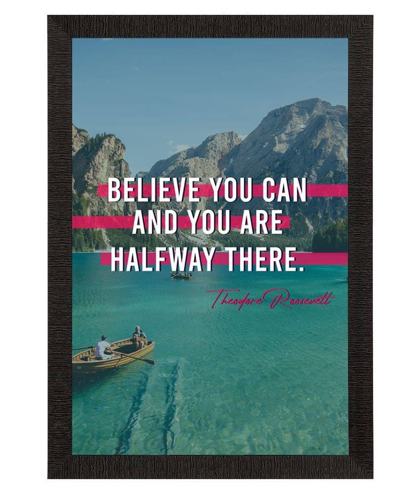     			eCraftIndia Green & Blue Motivational Quote Satin Matte Texture UV Wall Painting