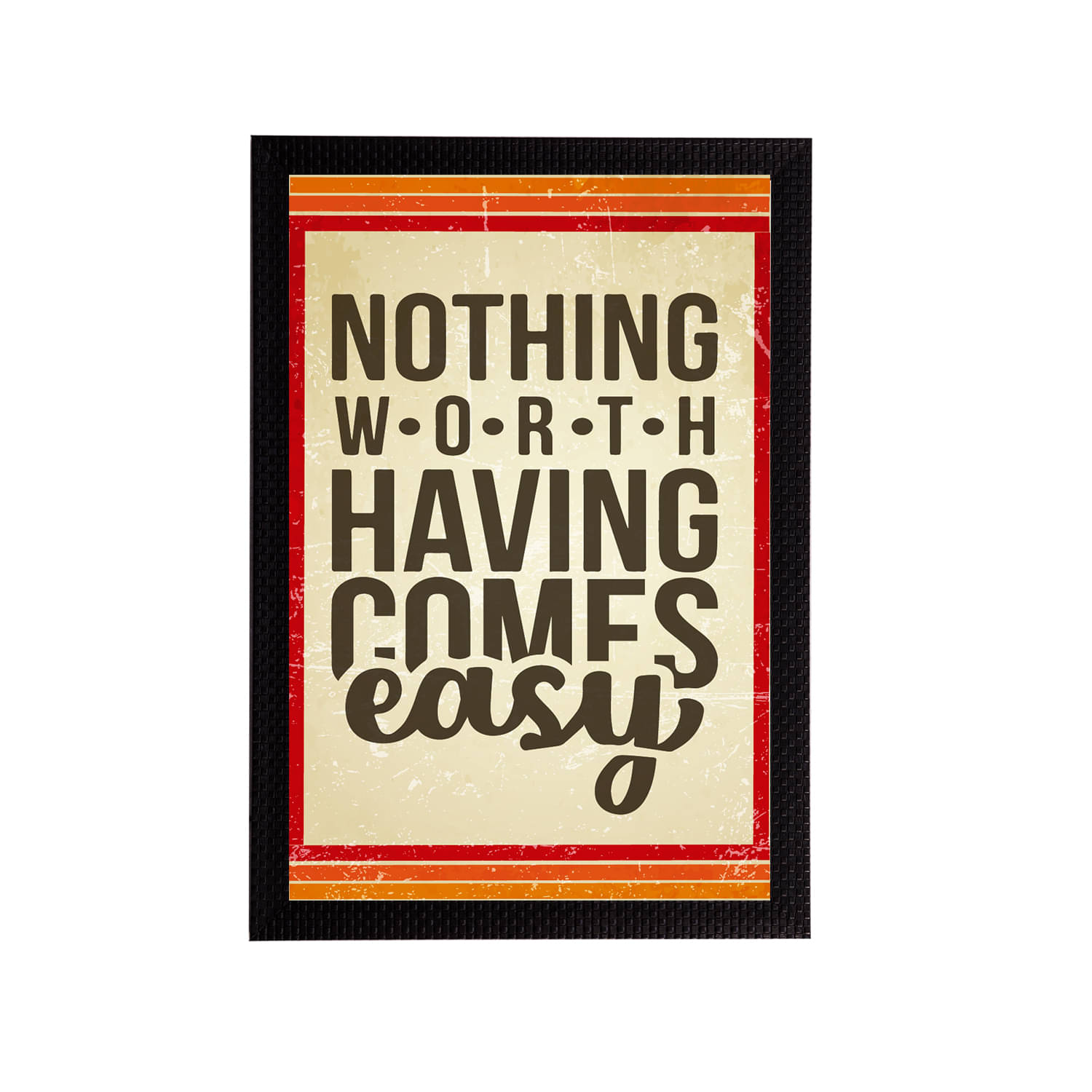     			eCraftIndia Beige & Black Motivational Quote Satin Matt Textured UV Art Paintings