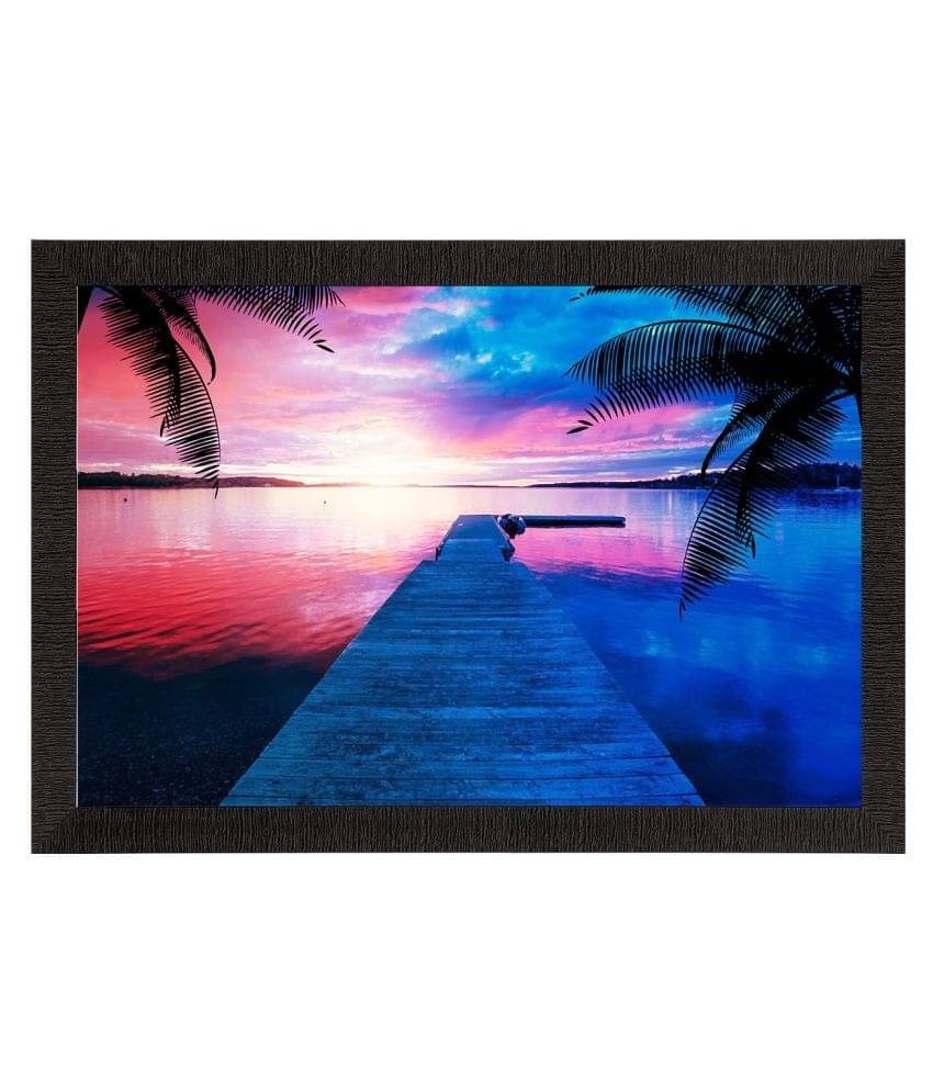 eCraftIndia Blue & Pink Beach View Satin Matte Wall Art eCraftIndia Blue & Pink Beach View Satin Matte Wall Art