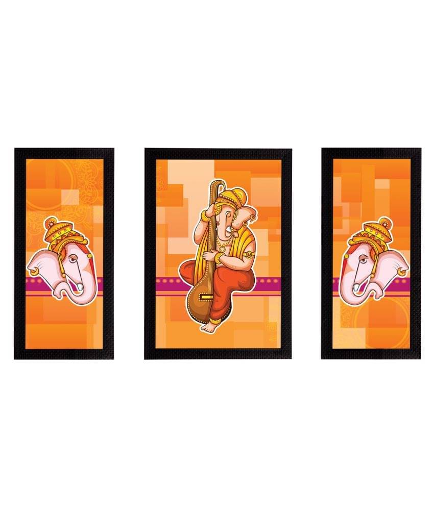 eCraftIndia Set of 3 Orange & Beige Lord Ganesha Satin Matt Textured UV Wall Arts eCraftIndia Set of 3 Orange & Beige Lord Ganesha Satin Matt Textured UV Wall Arts