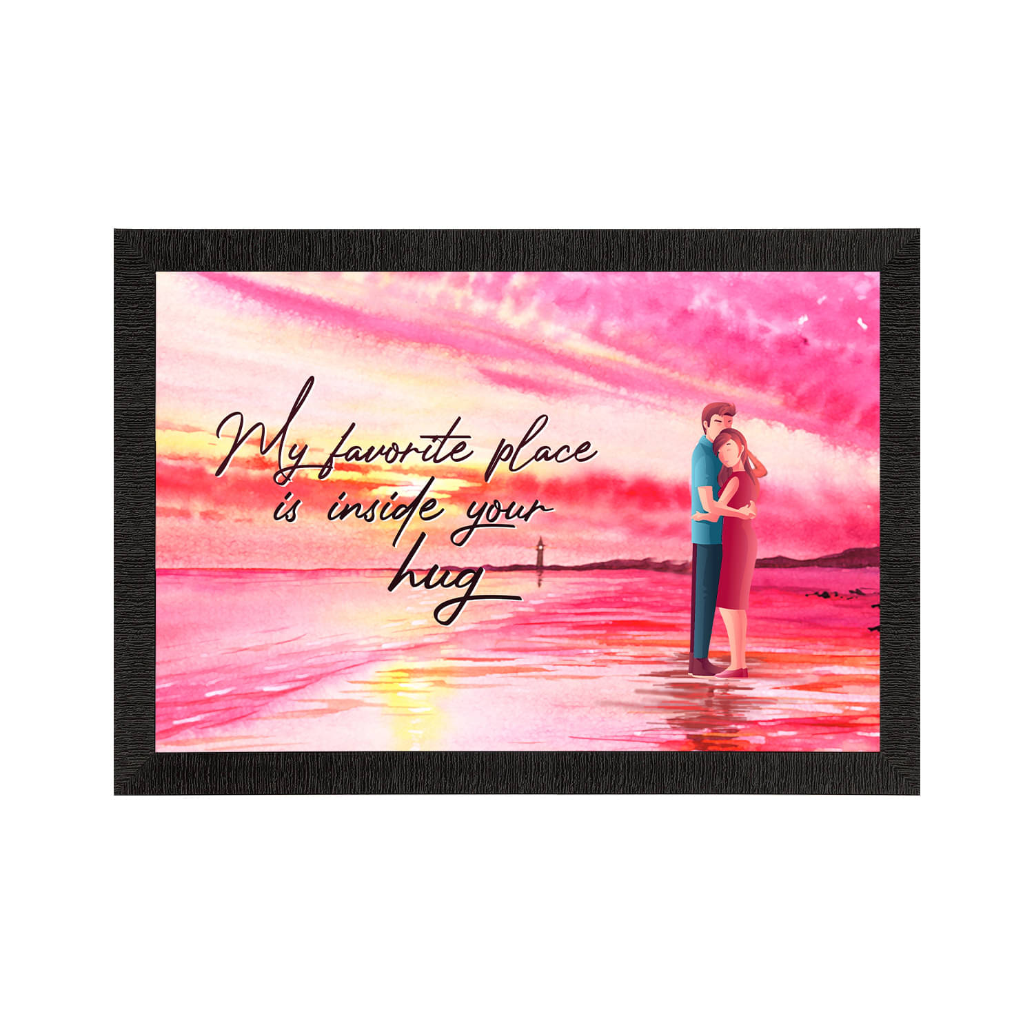 eCraftIndia Pink & Orange My Favorite Place Is Inside Your Hug Love Quote Satin Matt Texture UV Art Painting eCraftIndia Pink & Orange My Favorite Place Is Inside Your Hug Love Quote Satin Matt Texture UV Art Painting