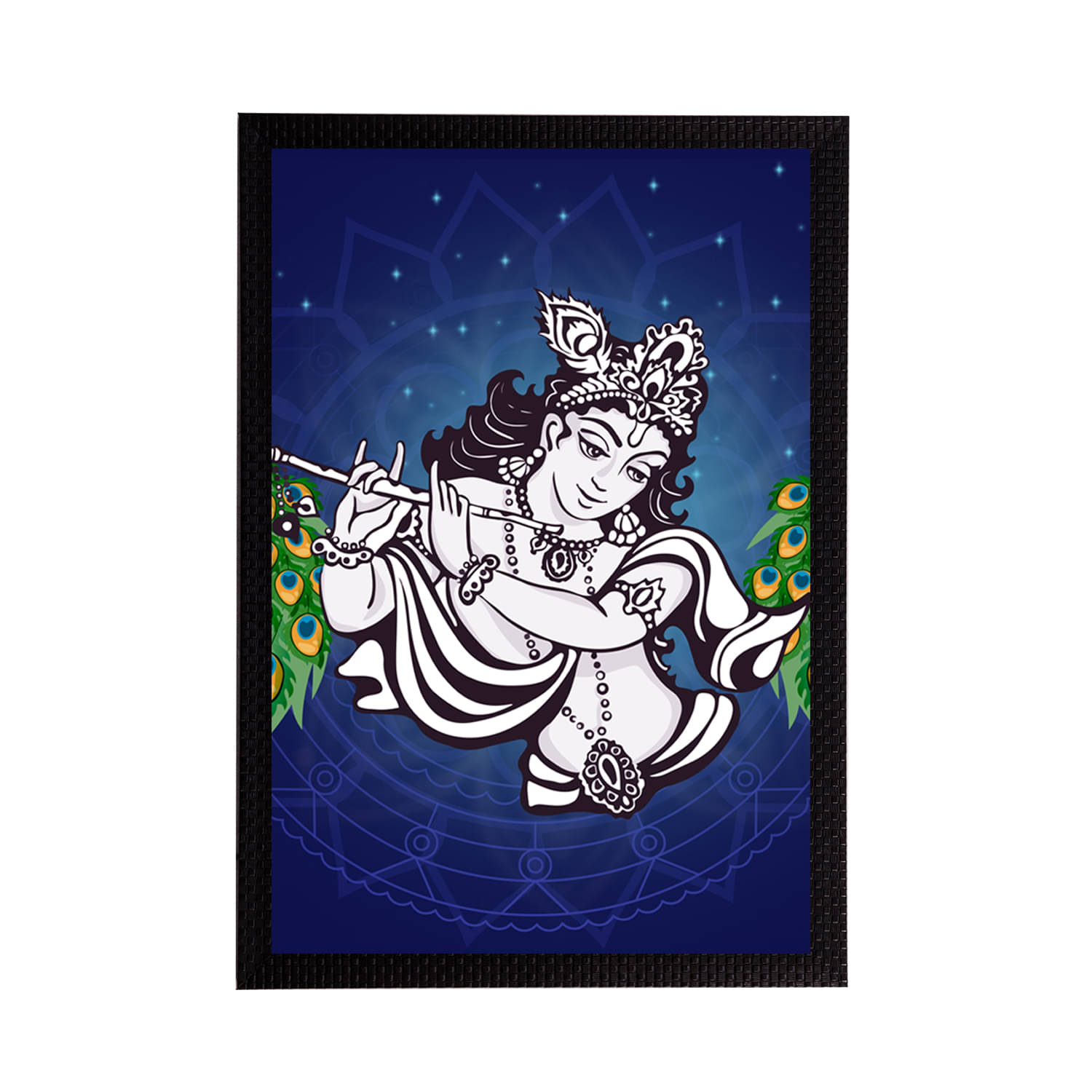 eCraftIndia Navy Blue & White Lord Krishna Satin Matt Textured UV Wall Art eCraftIndia Navy Blue & White Lord Krishna Satin Matt Textured UV Wall Art