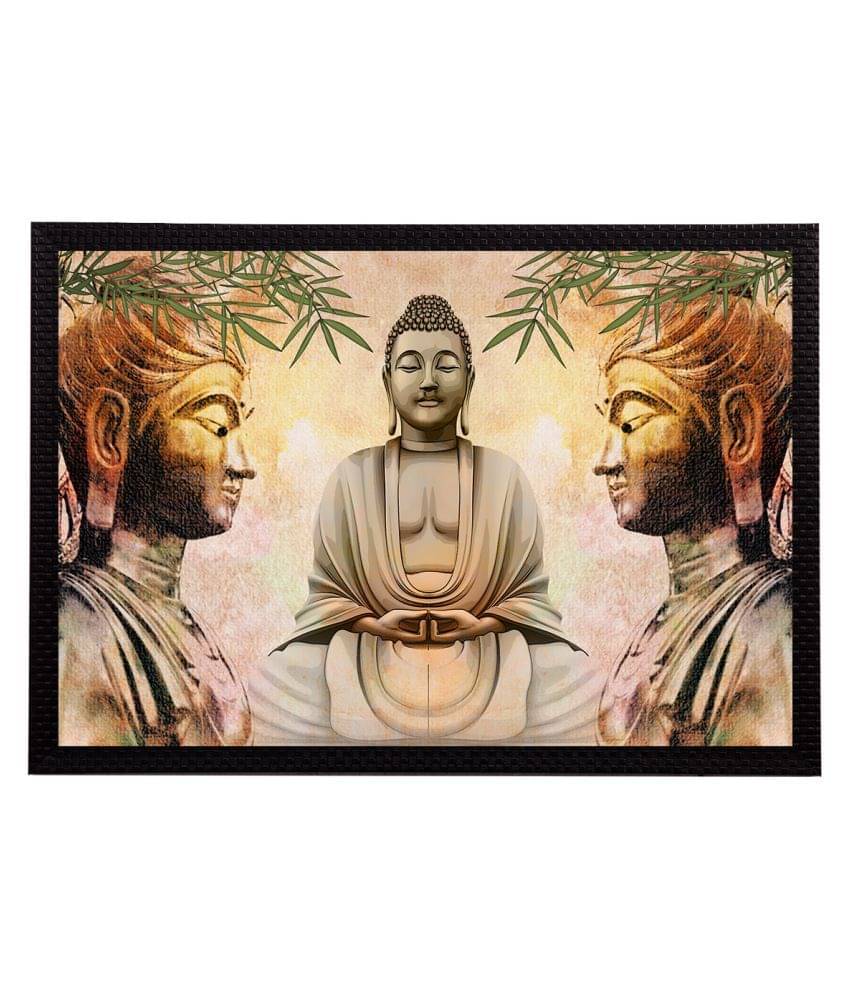 eCraftIndia Beige & Grey Meditating Lord Buddha Satin Matt Texture UV Wall Art eCraftIndia Beige & Grey Meditating Lord Buddha Satin Matt Texture UV Wall Art