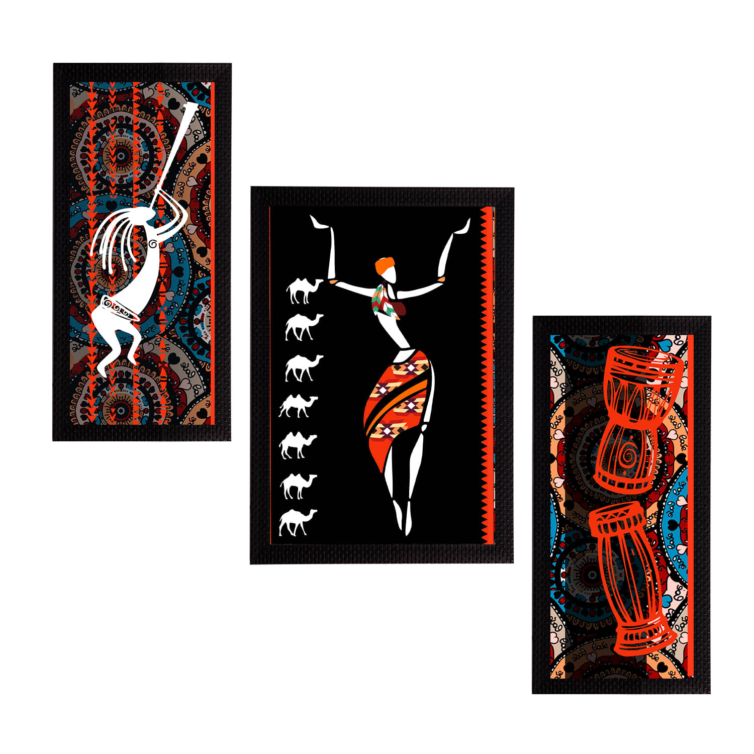 eCraftIndia Set of 3 Multioloured Tribal Theme Satin Matt Texture UV Wall Arts eCraftIndia Set of 3 Multioloured Tribal Theme Satin Matt Texture UV Wall Arts