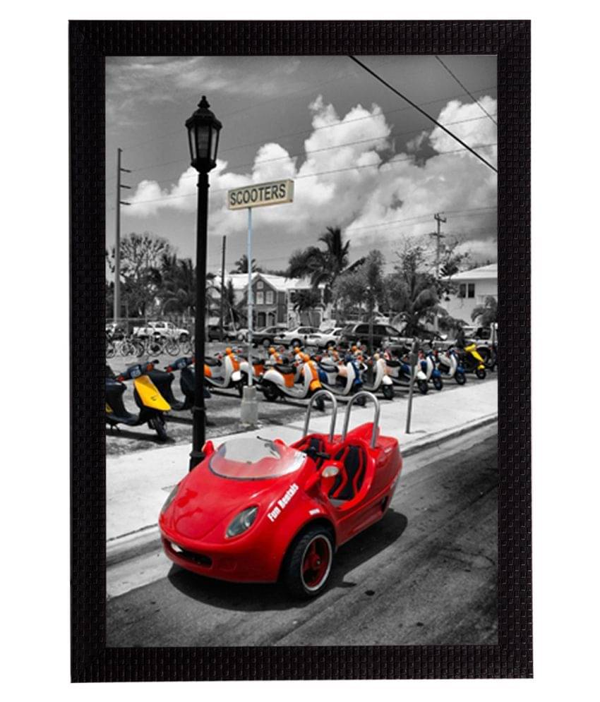eCraftIndia Red Antique Car Satin Matt Texture UV Art Painting eCraftIndia Red Antique Car Satin Matt Texture UV Art Painting