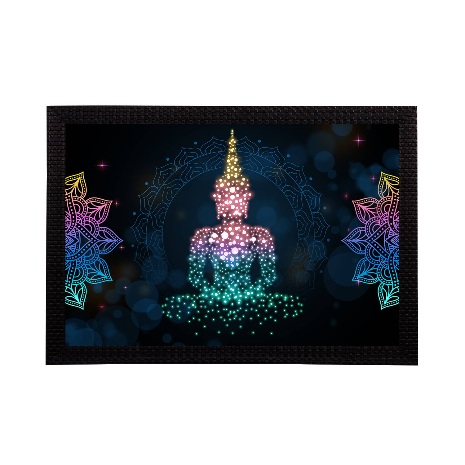 eCraftIndia Black & Blue Meditating Lord Buddha Satin Matt Texture UV Wall Painting eCraftIndia Black & Blue Meditating Lord Buddha Satin Matt Texture UV Wall Painting