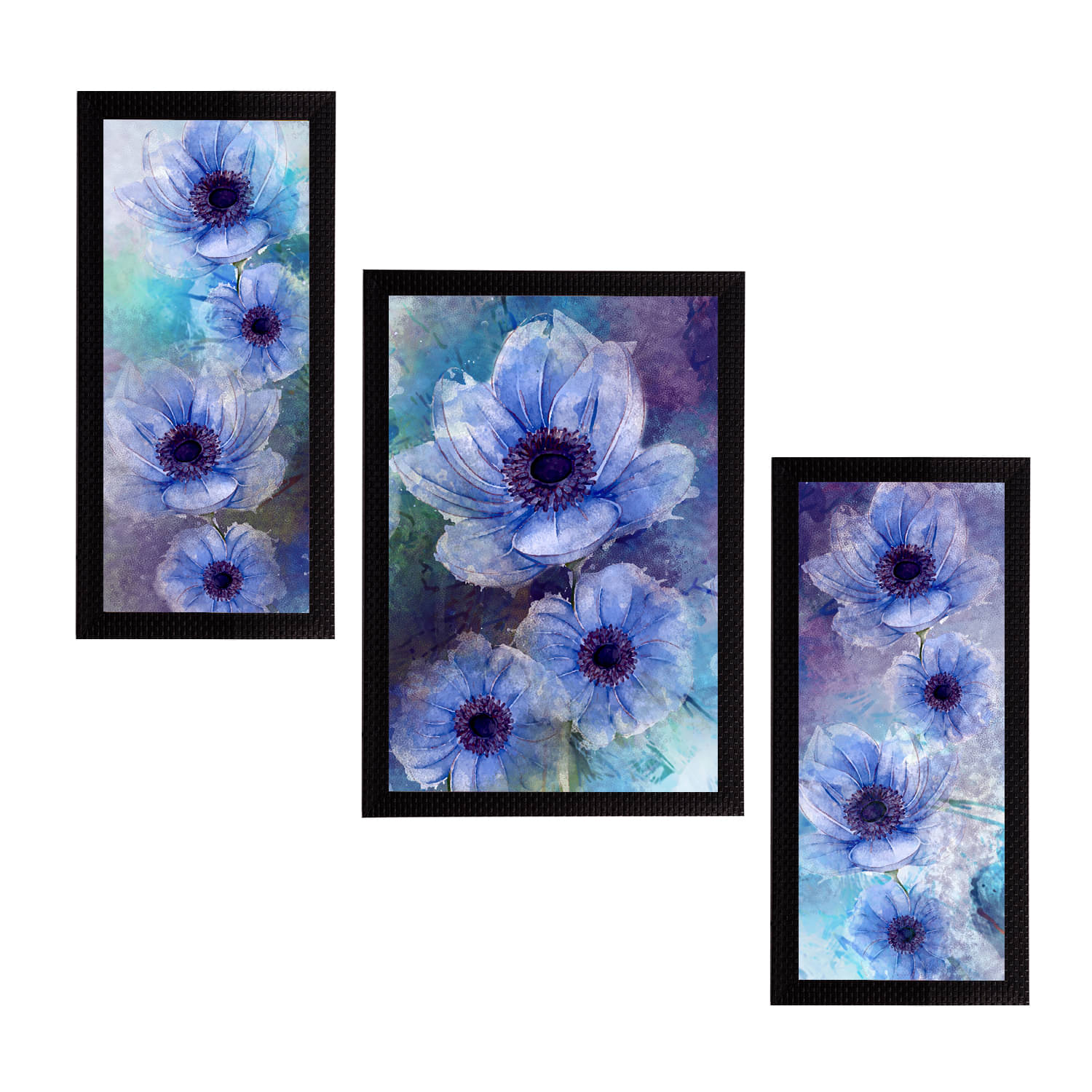 eCraftIndia Set of 3 Blue Botanical & Floral Satin Matt Textured UV Wall Paintings eCraftIndia Set of 3 Blue Botanical & Floral Satin Matt Textured UV Wall Paintings