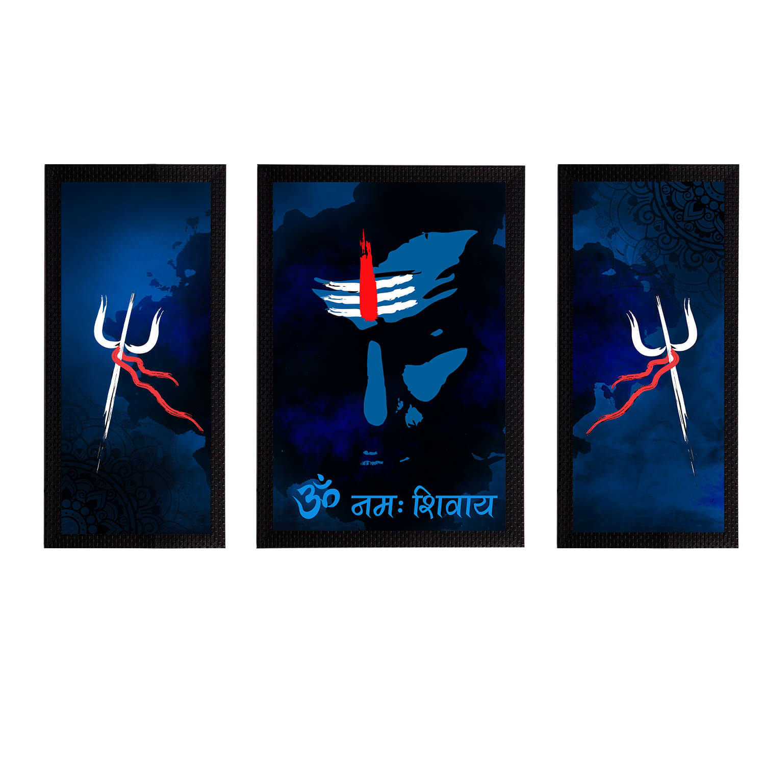 eCraftIndia Set of 3 Blue & White Lord Shiva Satin Matt Textured UV Wall Art eCraftIndia Set of 3 Blue & White Lord Shiva Satin Matt Textured UV Wall Art