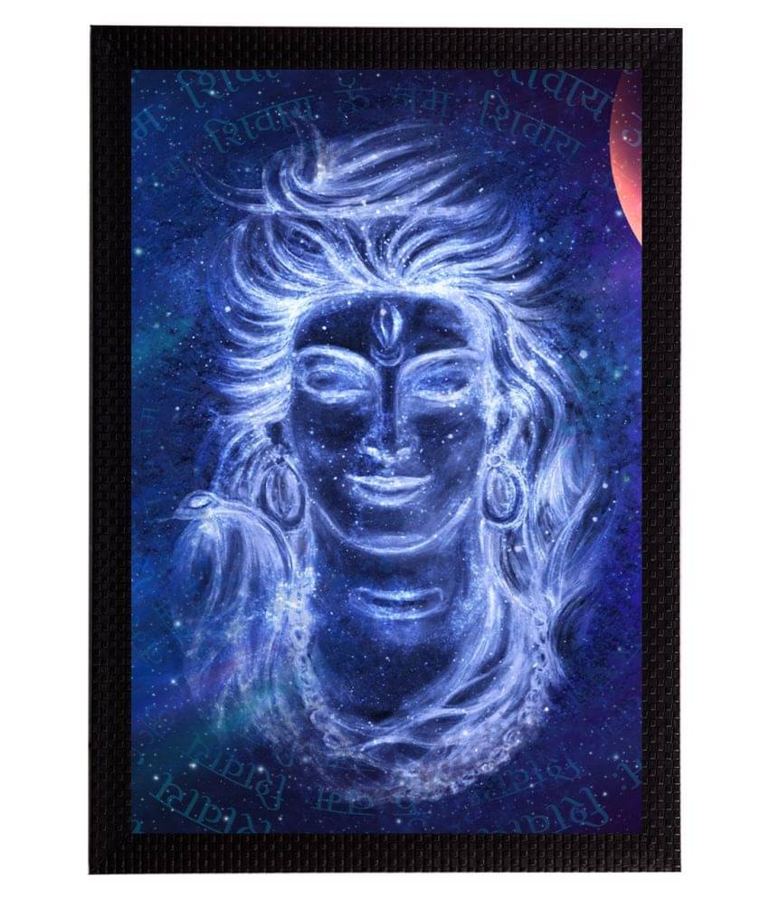     			eCraftIndia Blue & White Lord Shiva Satin Matt Texture UV Wall Painting