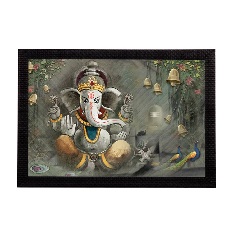 eCraftIndia Unisex Grey & Yellow Lord Ganesha Satin Matt Texture UV Wall Painting eCraftIndia Unisex Grey & Yellow Lord Ganesha Satin Matt Texture UV Wall Painting