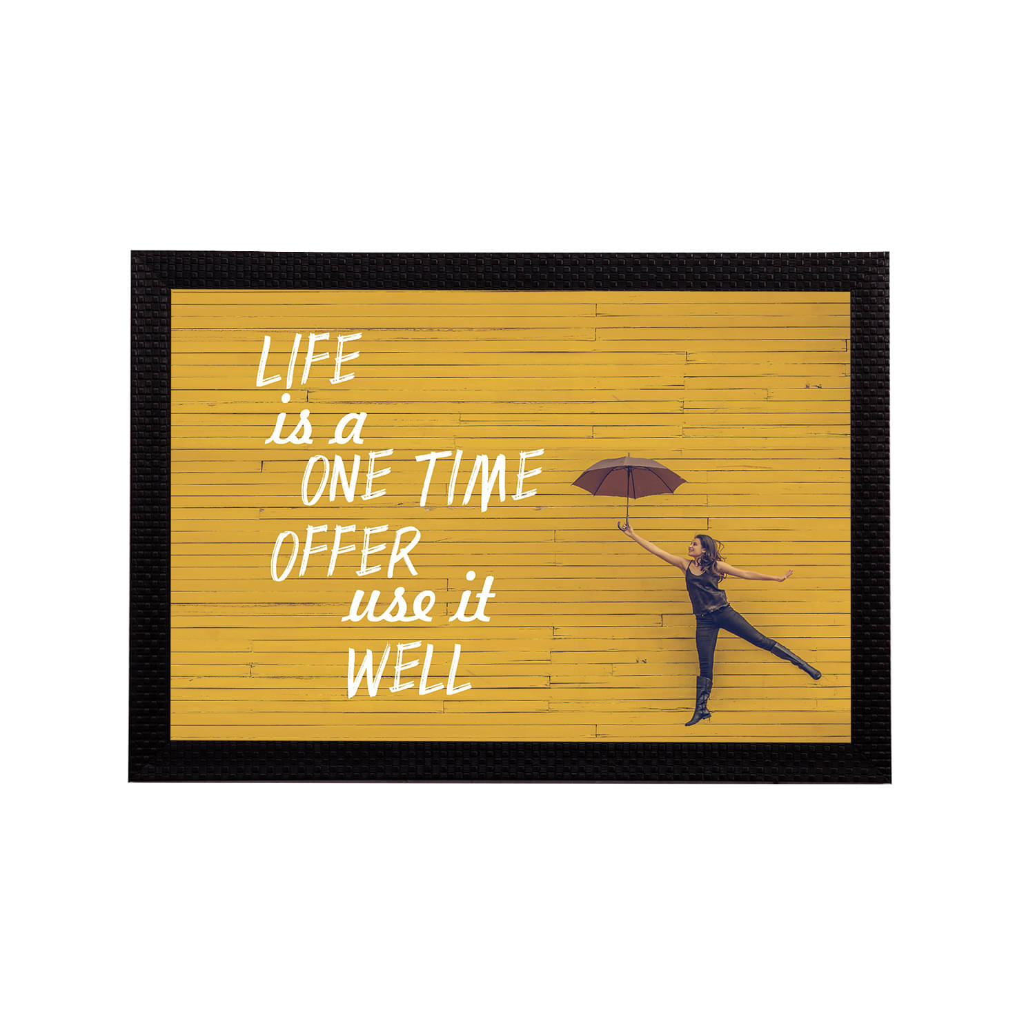 eCraftIndia Mustard & White "Life Is A One Time Offer Use It Well" Motivational Quote Matt Texture UV Art Painting eCraftIndia Mustard & White "Life Is A One Time Offer Use It Well" Motivational Quote Matt Texture UV Art Painting