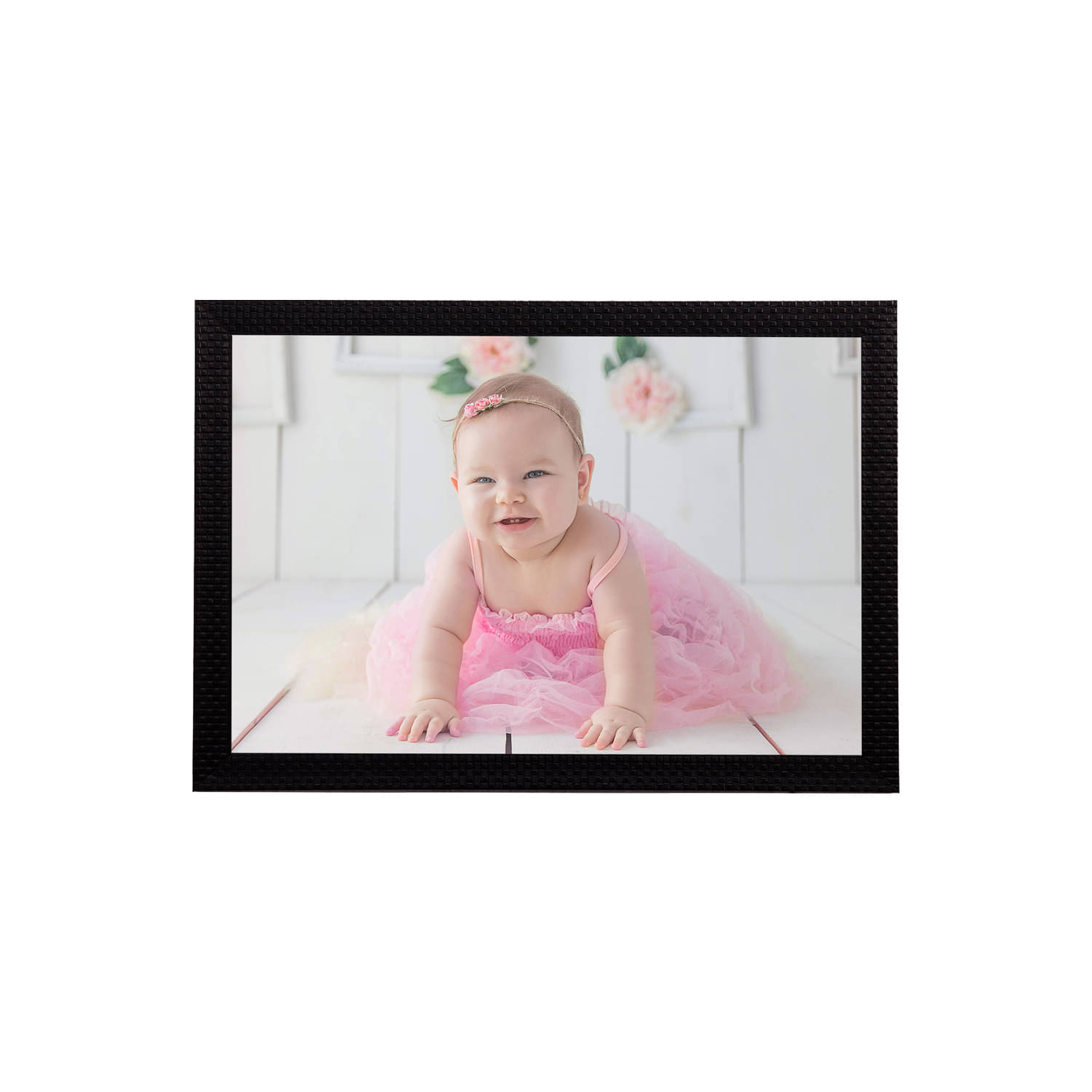     			eCraftIndia Pink and White Cute Baby Satin Matt Texture UV Wall Art