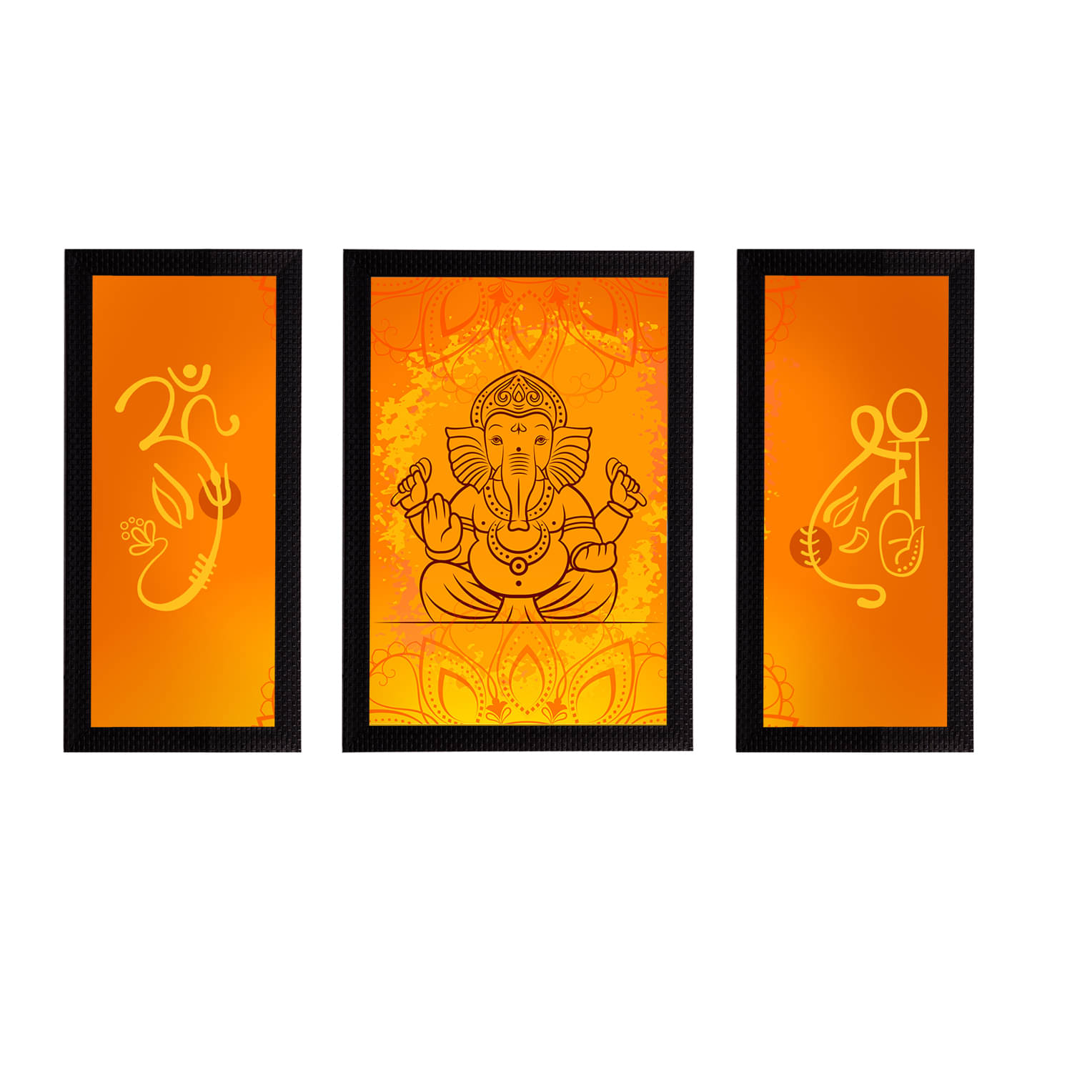 eCraftIndia Set of 3 Orange & Yellow Lord Ganesha Satin Matt Textured UV Wall Arts eCraftIndia Set of 3 Orange & Yellow Lord Ganesha Satin Matt Textured UV Wall Arts