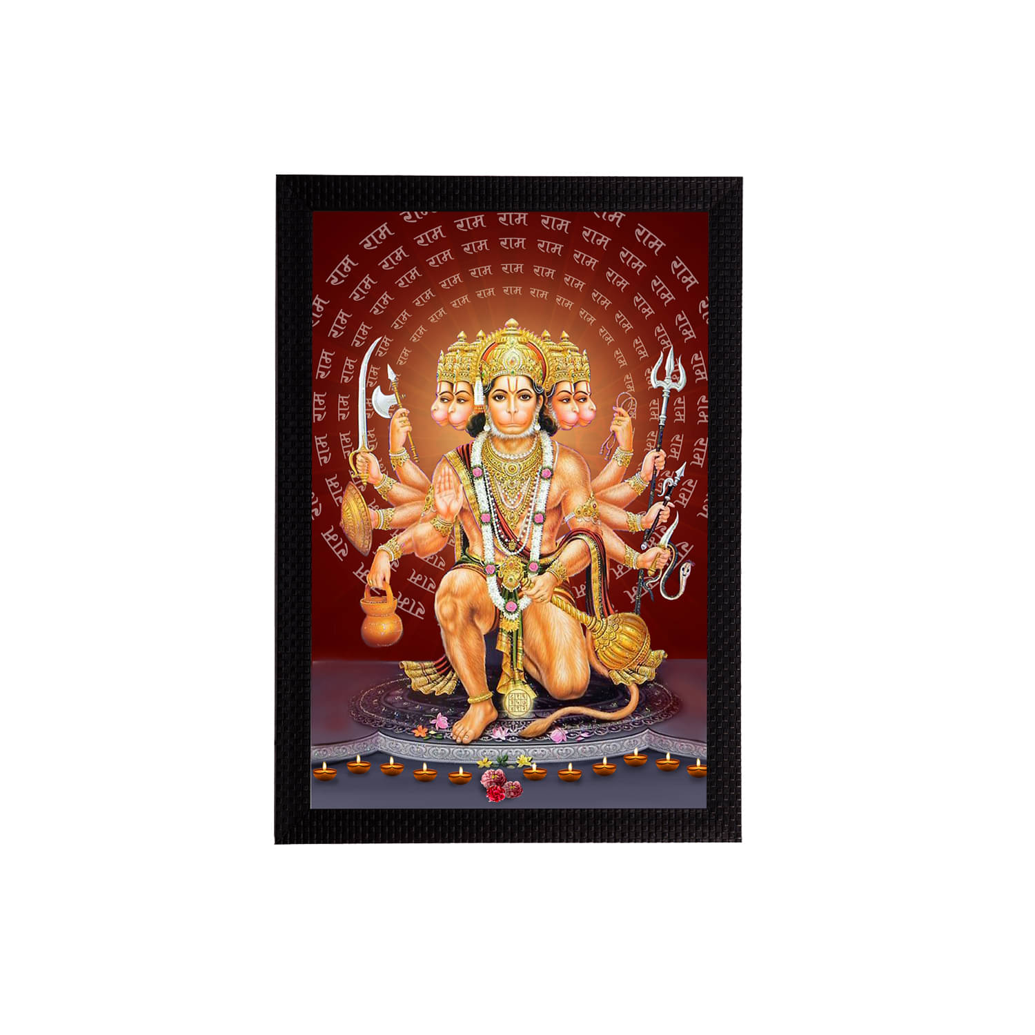 eCraftIndia Brown & Beige Panch Mukhi Lord Hanuman Satin Matt Textured UV Wall Painting eCraftIndia Brown & Beige Panch Mukhi Lord Hanuman Satin Matt Textured UV Wall Painting