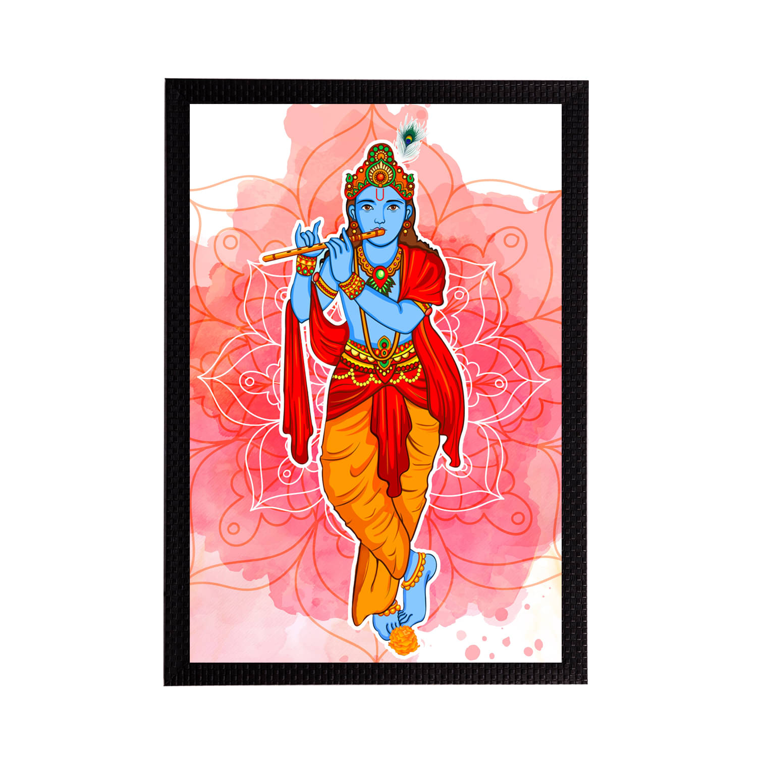     			eCraftIndia Pink & Blue Lord Krishna Satin Matt Textured UV Wall Art