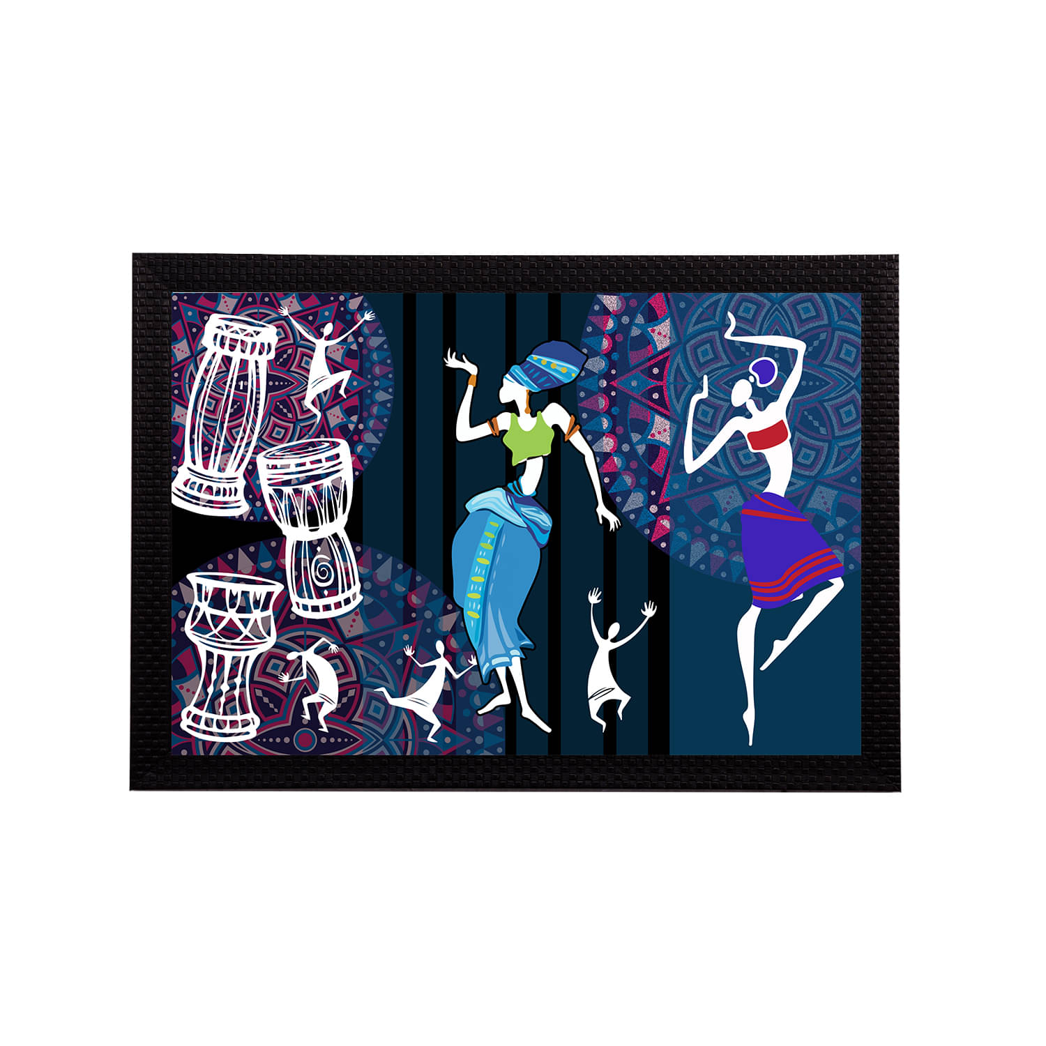     			eCraftIndia Blue & White Tribal Theme Satin Matt Textured UV Wall Painting