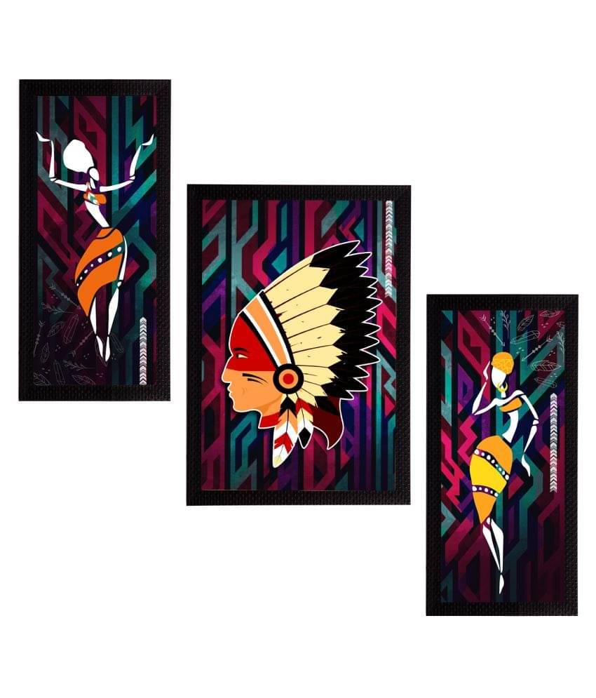 eCraftIndia Set of 3 Pink & Orange Tribal Theme Satin Matt Textured UV Art Painting eCraftIndia Set of 3 Pink & Orange Tribal Theme Satin Matt Textured UV Art Painting