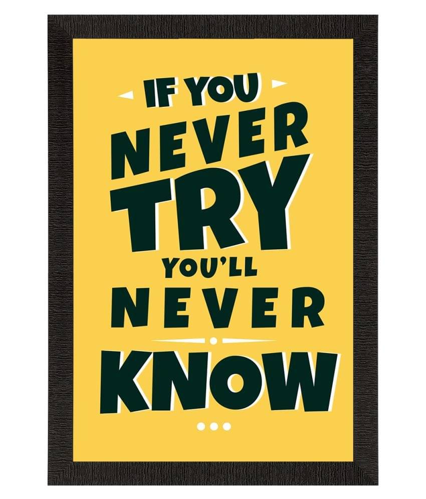 eCraftIndia Yellow & Black Motivational Quote Satin Matte Texture UV Wall Painting eCraftIndia Yellow & Black Motivational Quote Satin Matte Texture UV Wall Painting